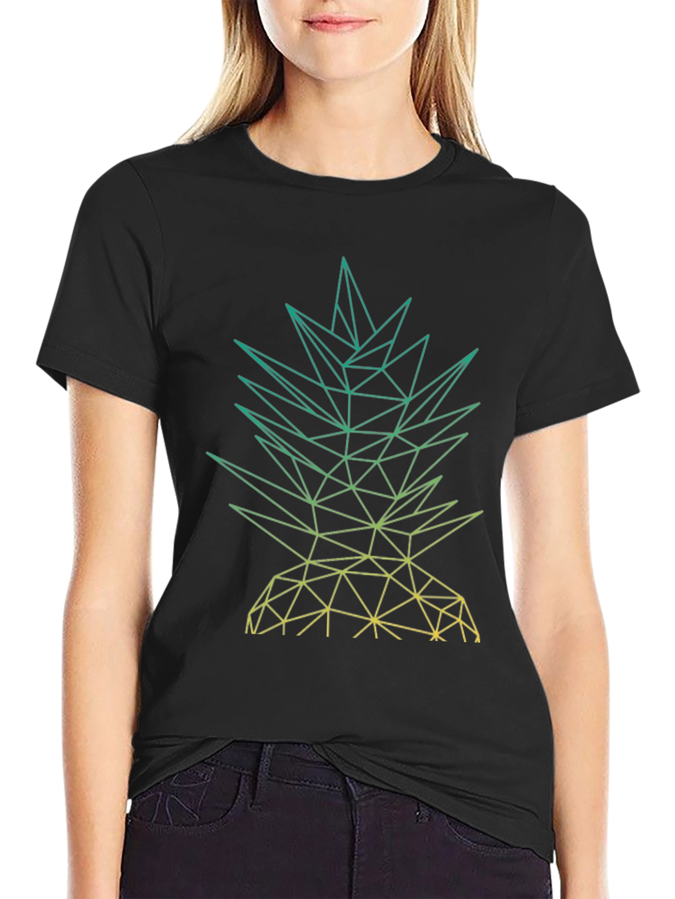 Geometric Pineapple Graphic Tee - Mens Black T-Shirt
