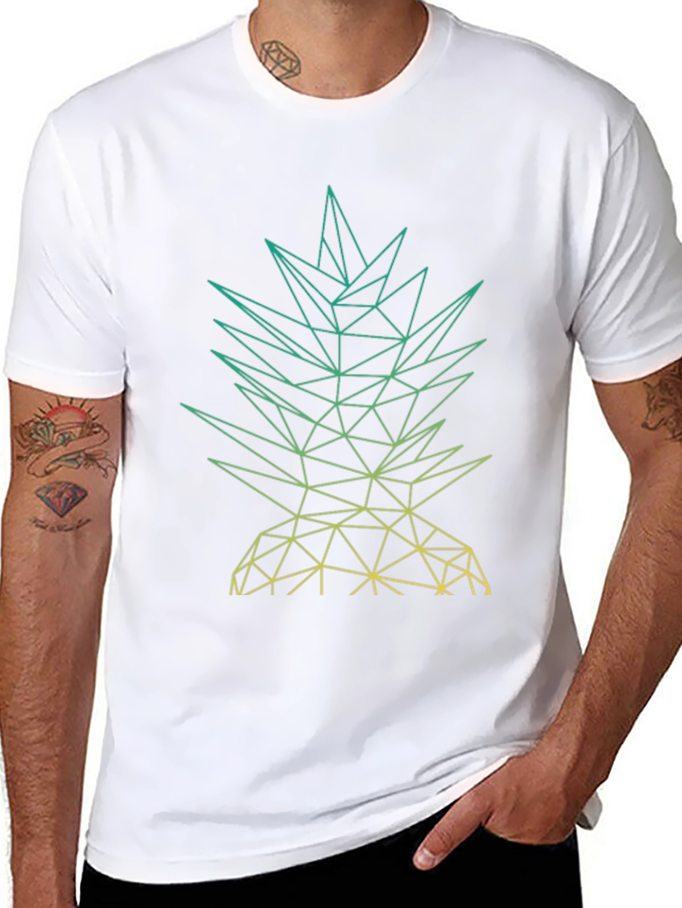 Geometric Pineapple Graphic Tee - Mens Black T-Shirt