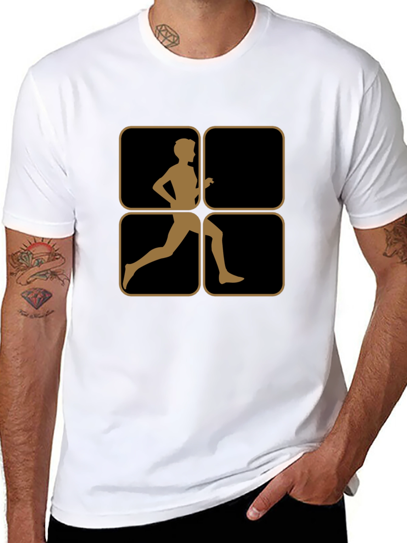 Retro Runner Graphic Tee - Black Cotton Comfort
