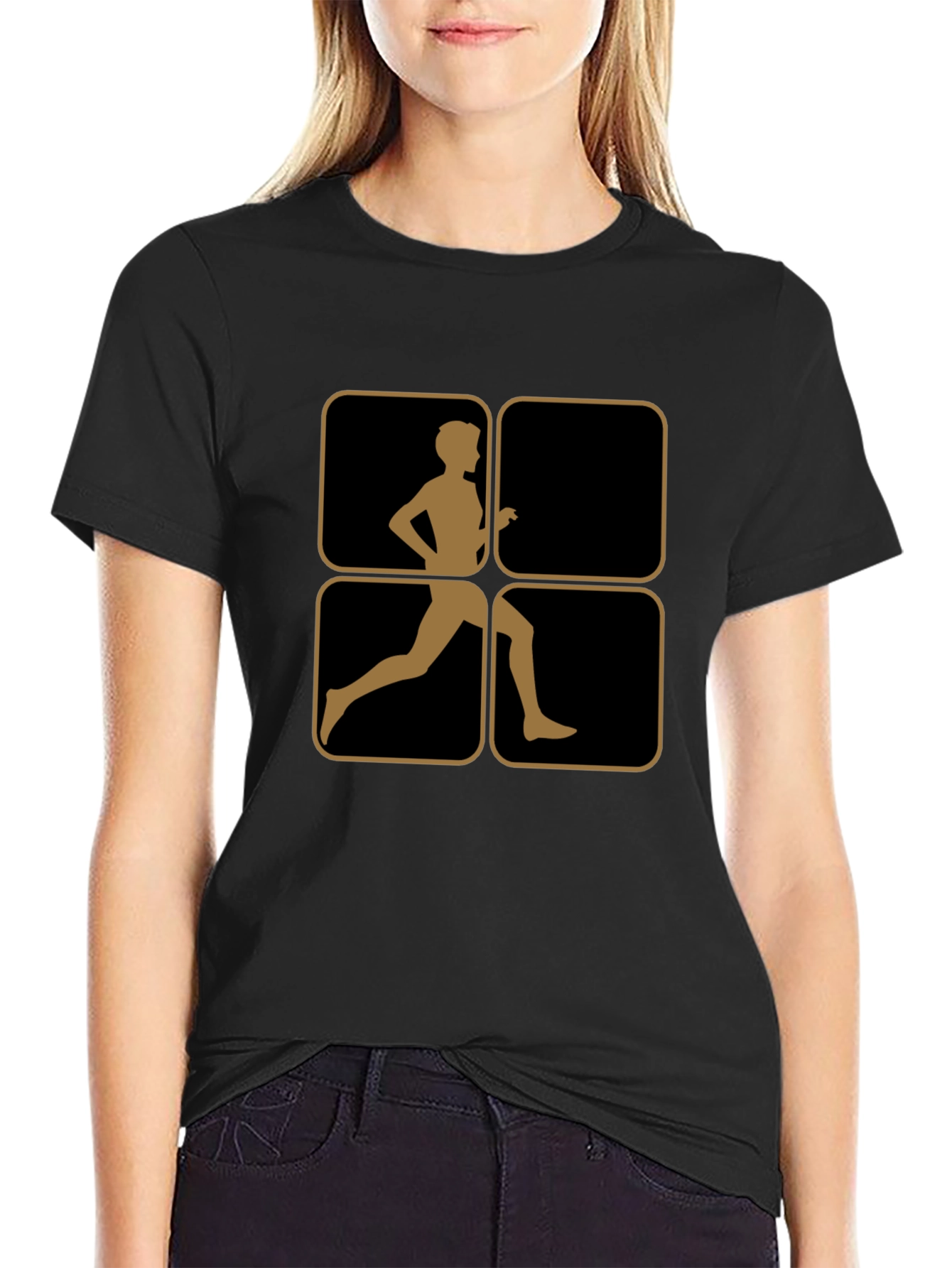 Retro Runner Graphic Tee - Black Cotton Comfort