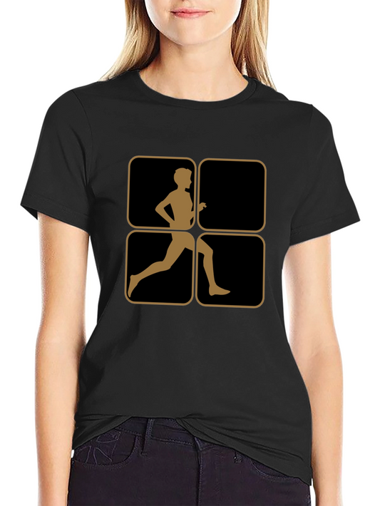 Retro Runner Graphic Tee - Black Cotton Comfort
