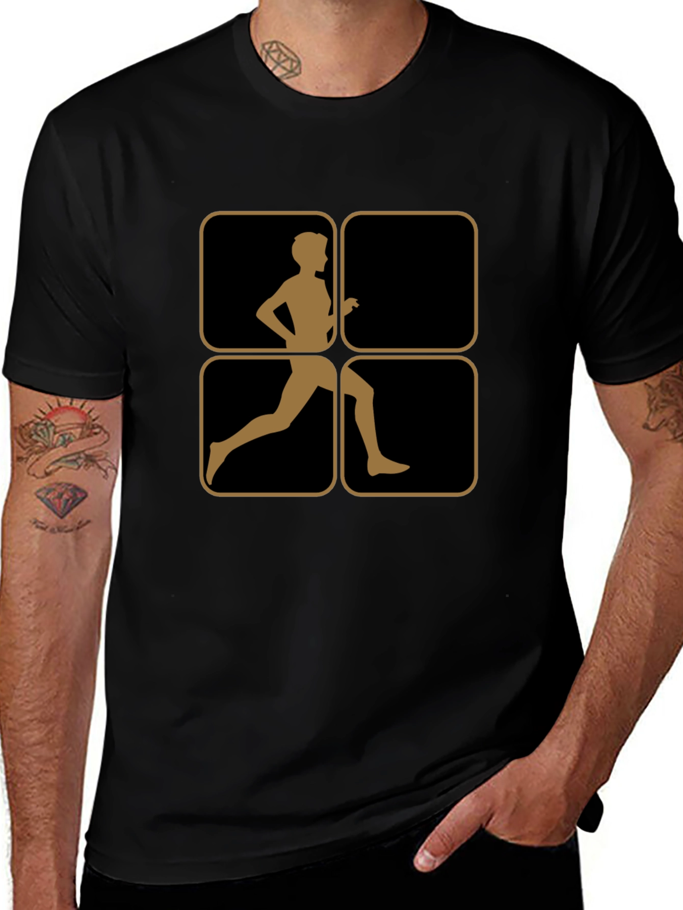 Retro Runner Graphic Tee - Black Cotton Comfort