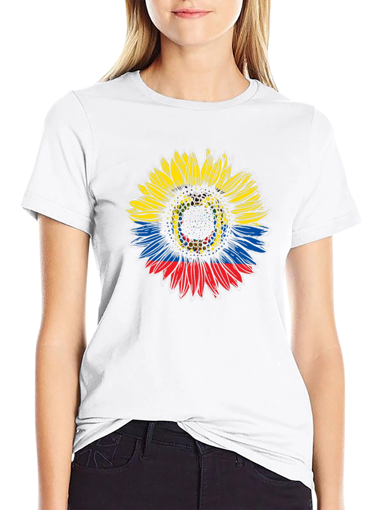 Colombian Flag Sunflower Graphic T-Shirt
