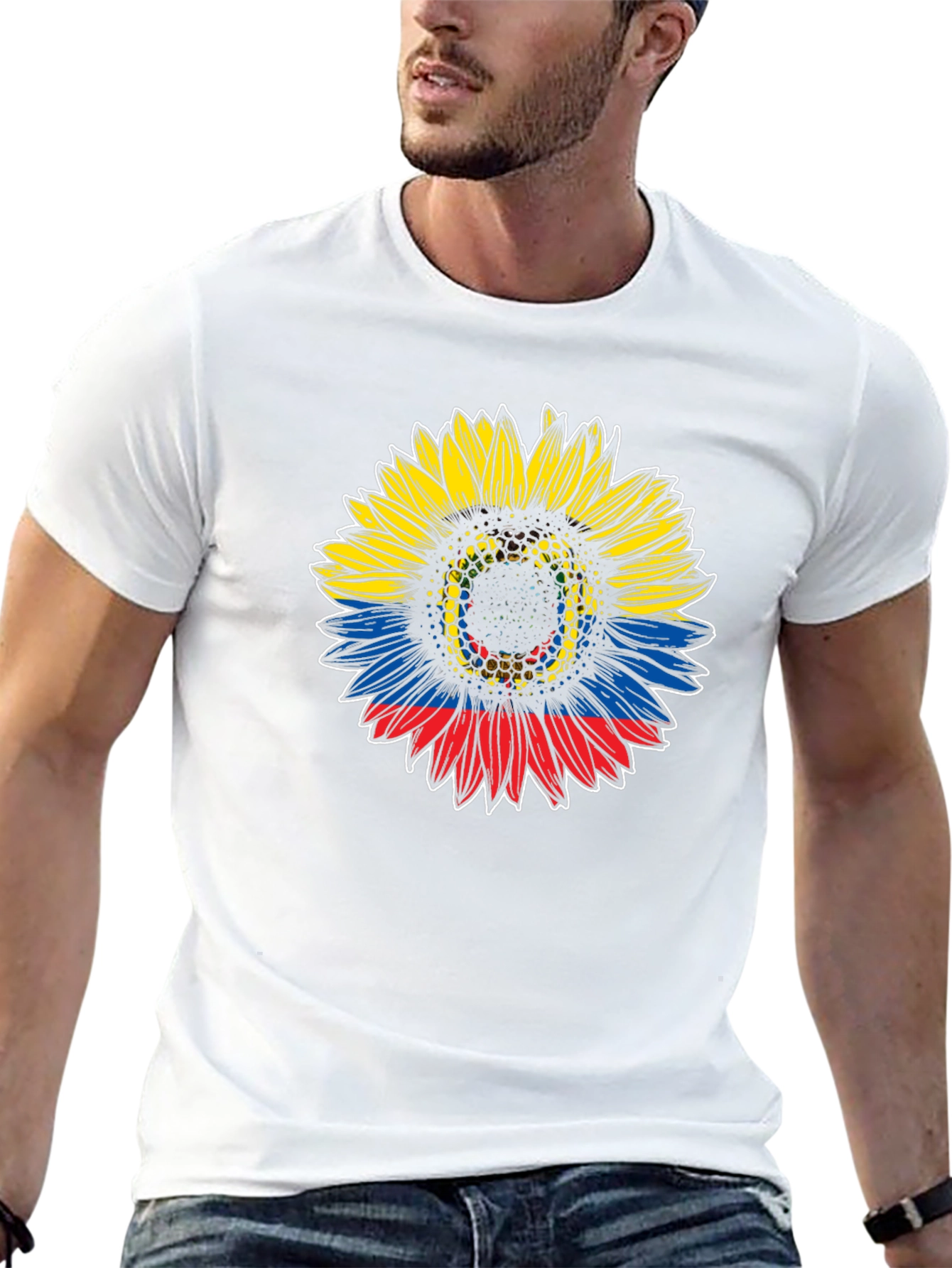 Colombian Flag Sunflower Graphic T-Shirt