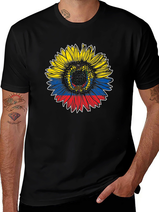 Colombian Flag Sunflower Graphic T-Shirt