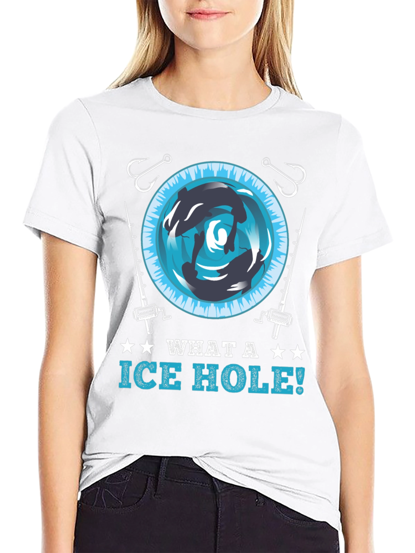 Ice Hole Fishing Graphic Tee - Fun Angler T-Shirt