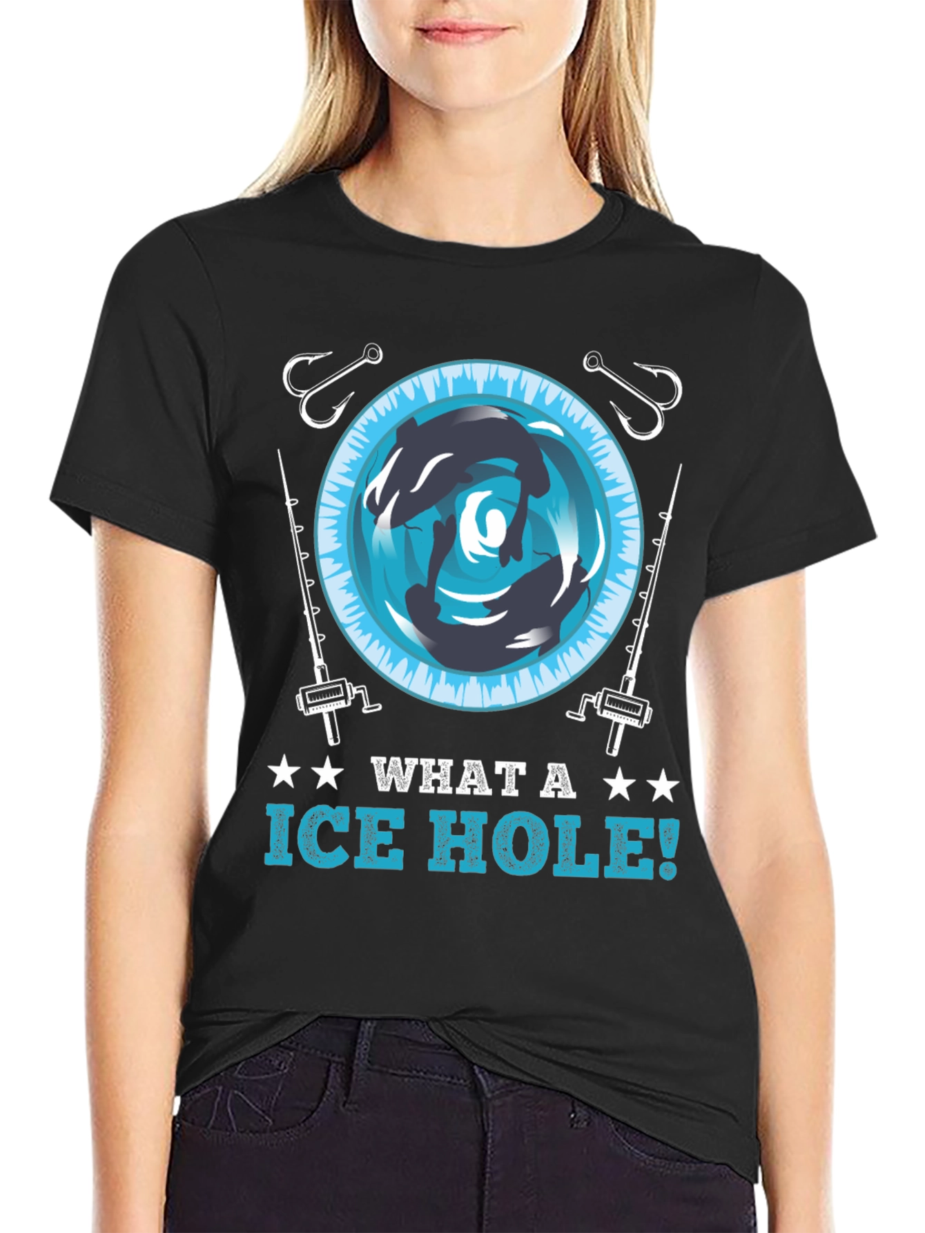 Ice Hole Fishing Graphic Tee - Fun Angler T-Shirt