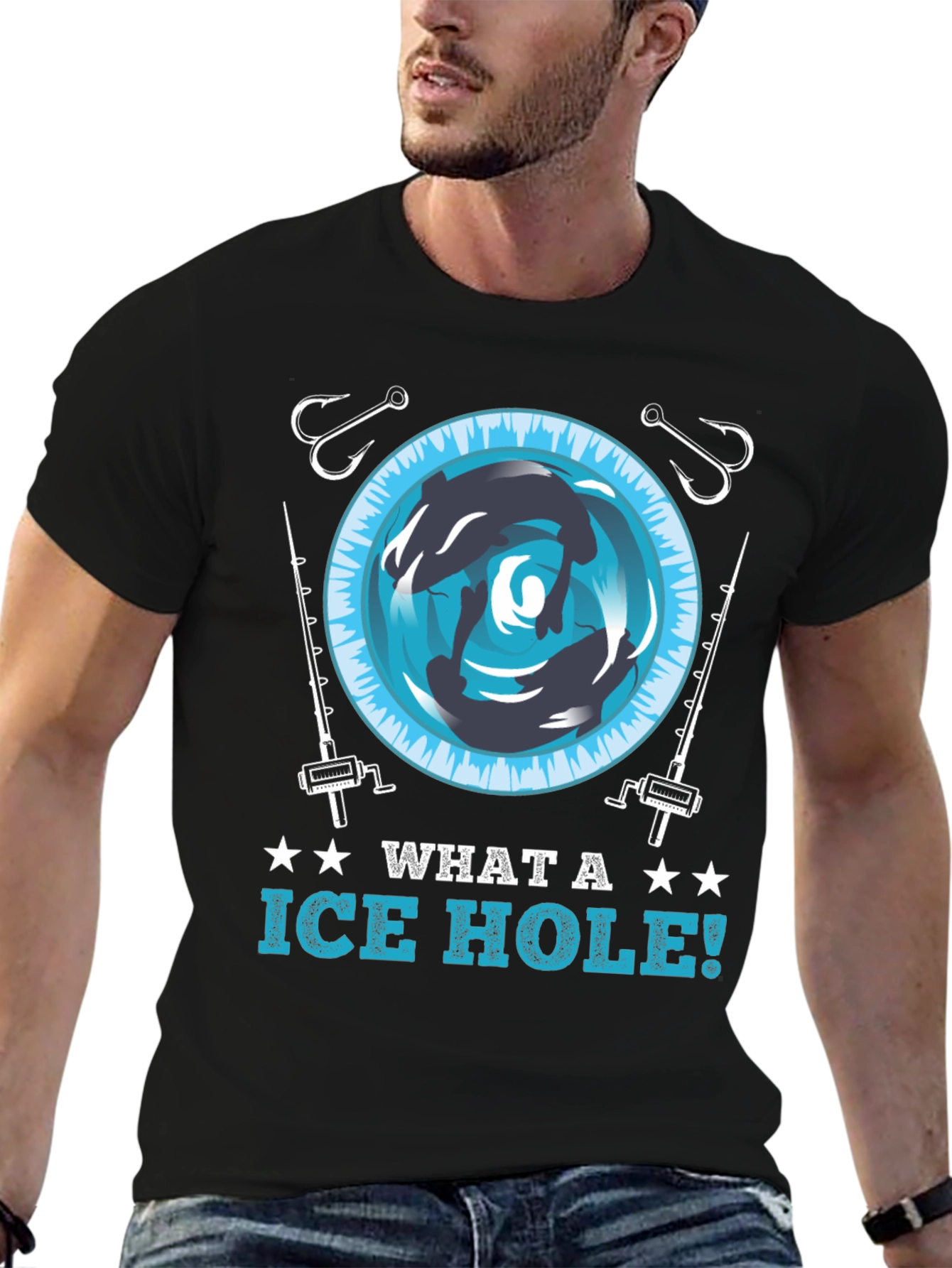 Ice Hole Fishing Graphic Tee - Fun Angler T-Shirt