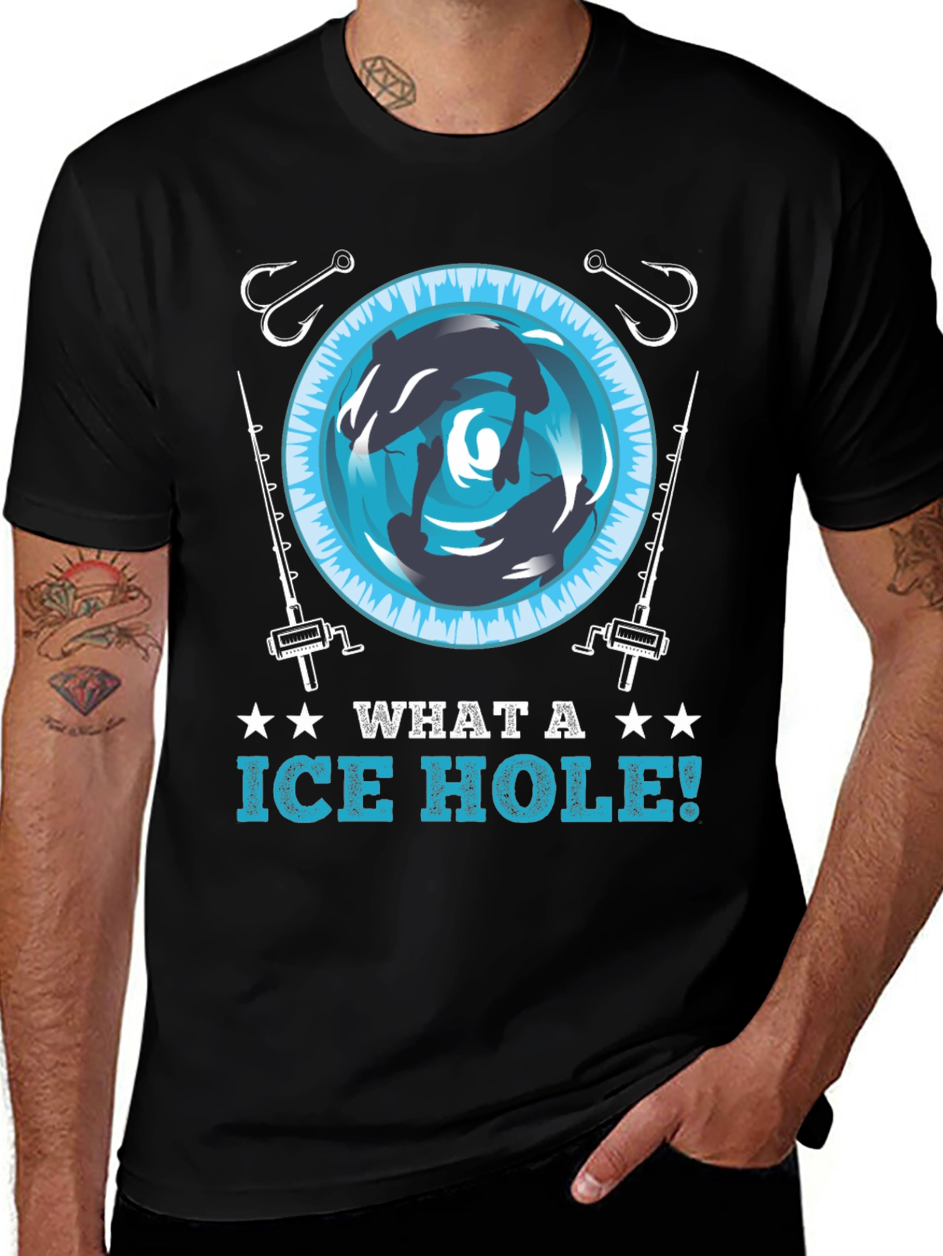 Ice Hole Fishing Graphic Tee - Fun Angler T-Shirt
