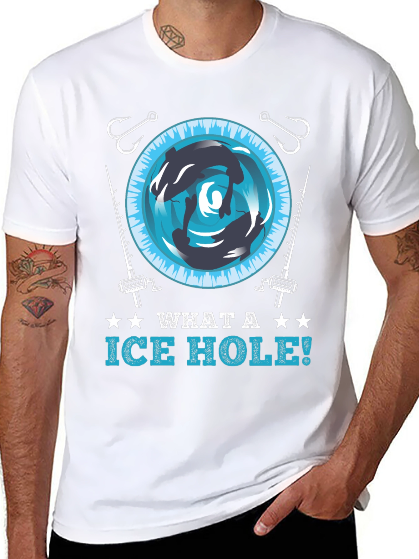 Ice Hole Fishing Graphic Tee - Fun Angler T-Shirt