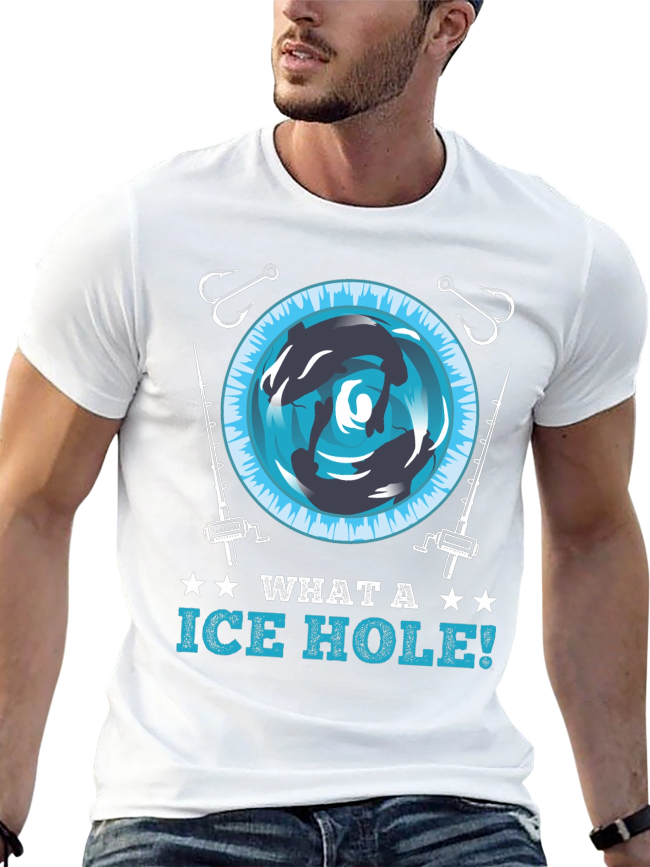 Ice Hole Fishing Graphic Tee - Fun Angler T-Shirt