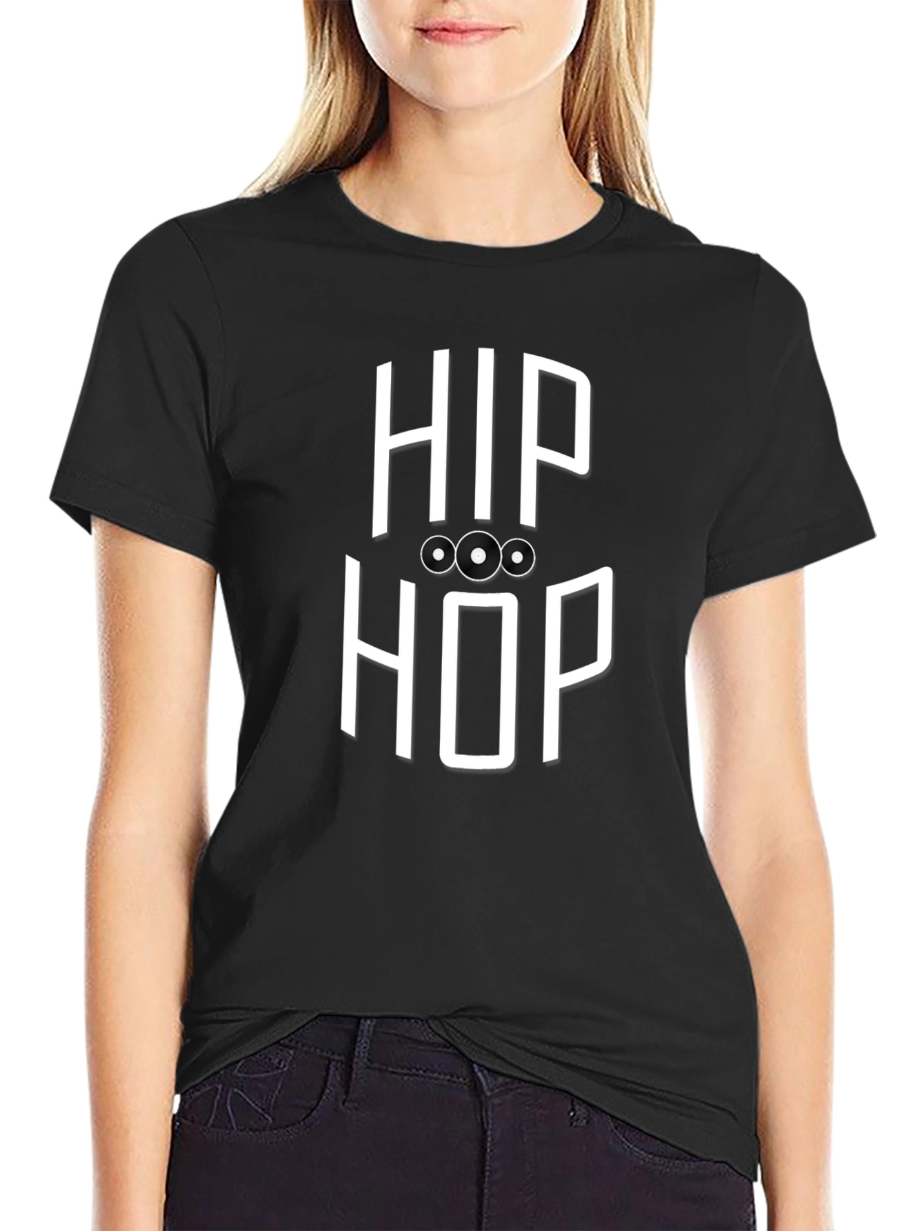 Hip Hop Graphic T-Shirt - Black Crew Neck Tee
