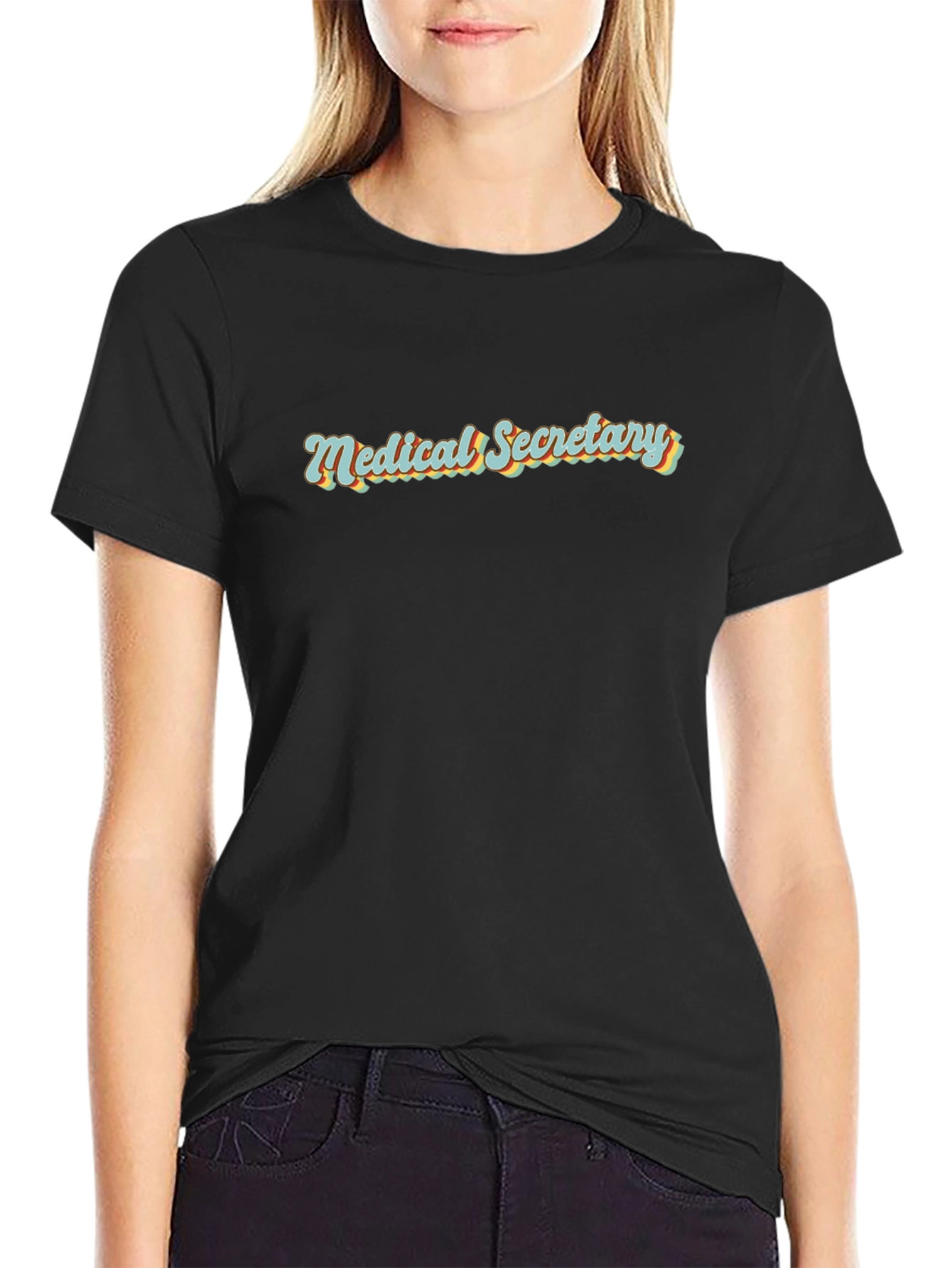 Medical Secretary Retro Style Black T-Shirt