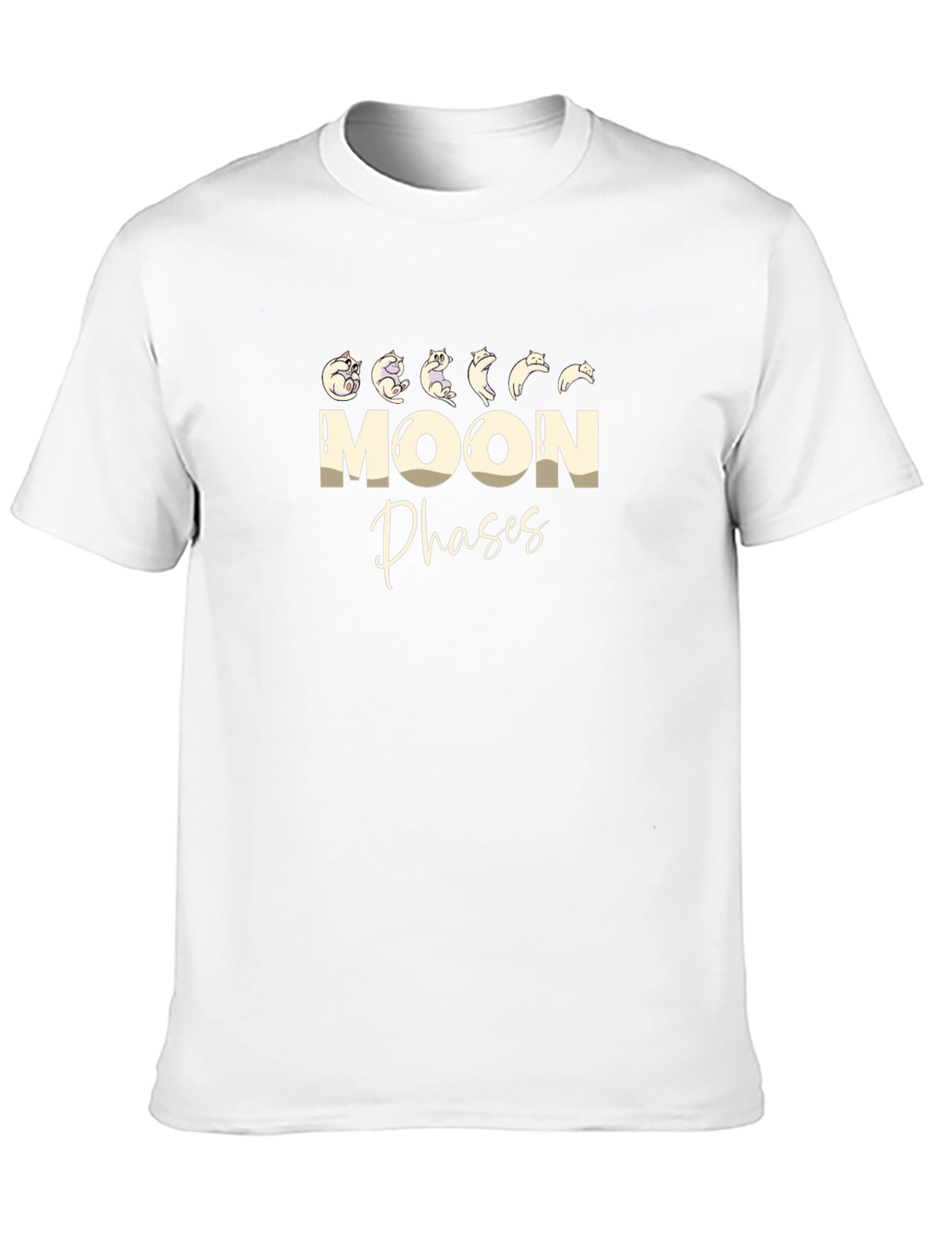 Moon Phases Cat T-Shirt - Black Cotton Tee