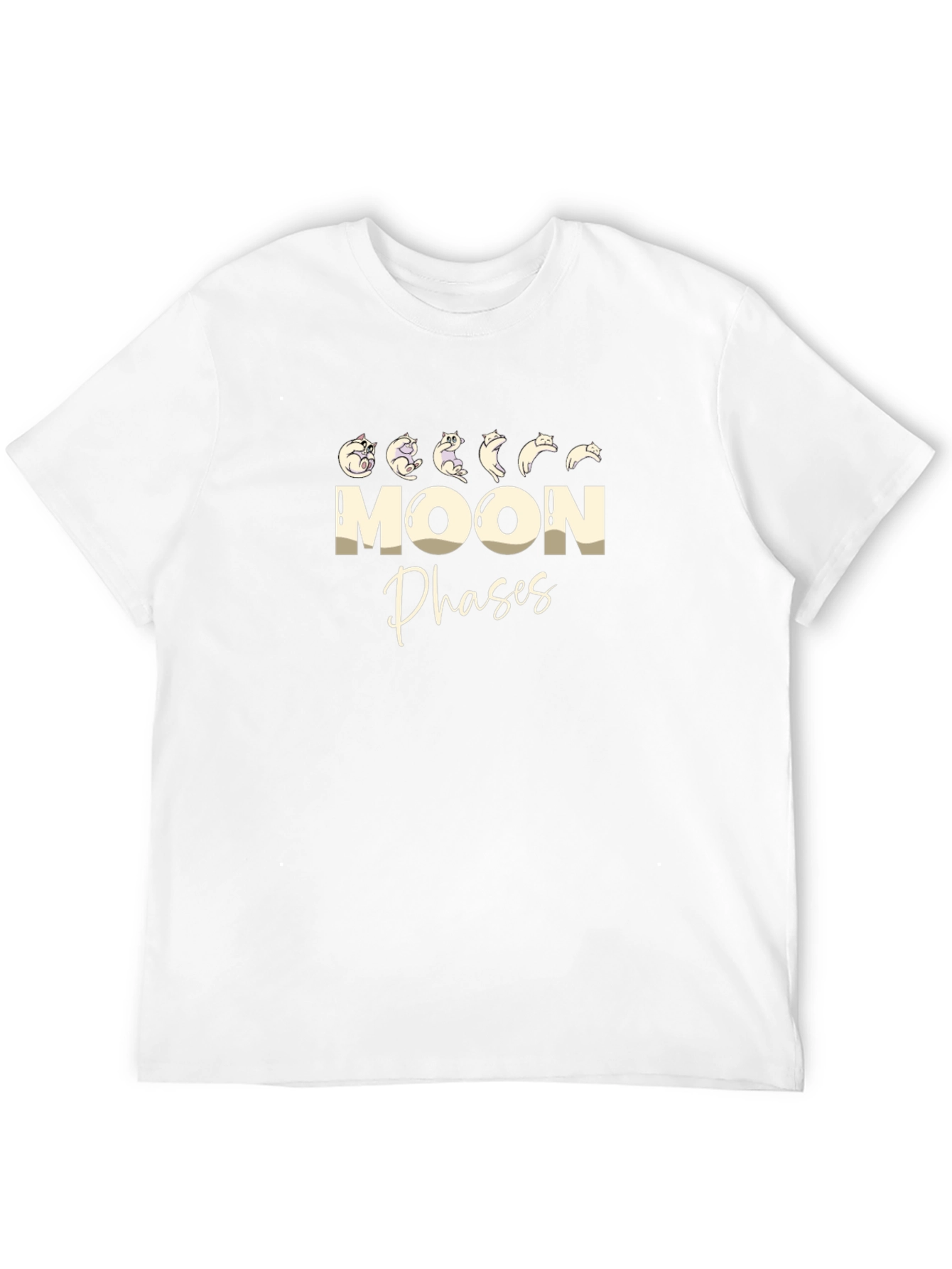 Moon Phases Cat T-Shirt - Black Cotton Tee