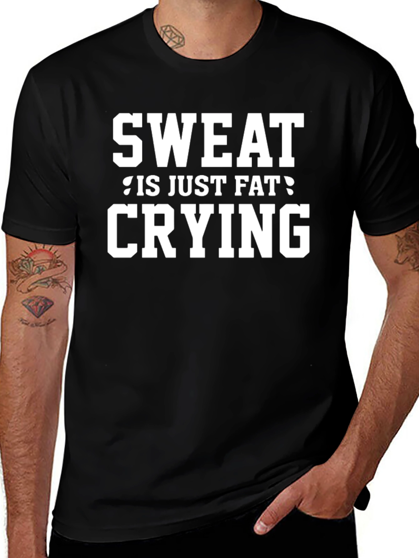 Sweat Is Just Fat Crying Black T-Shirt