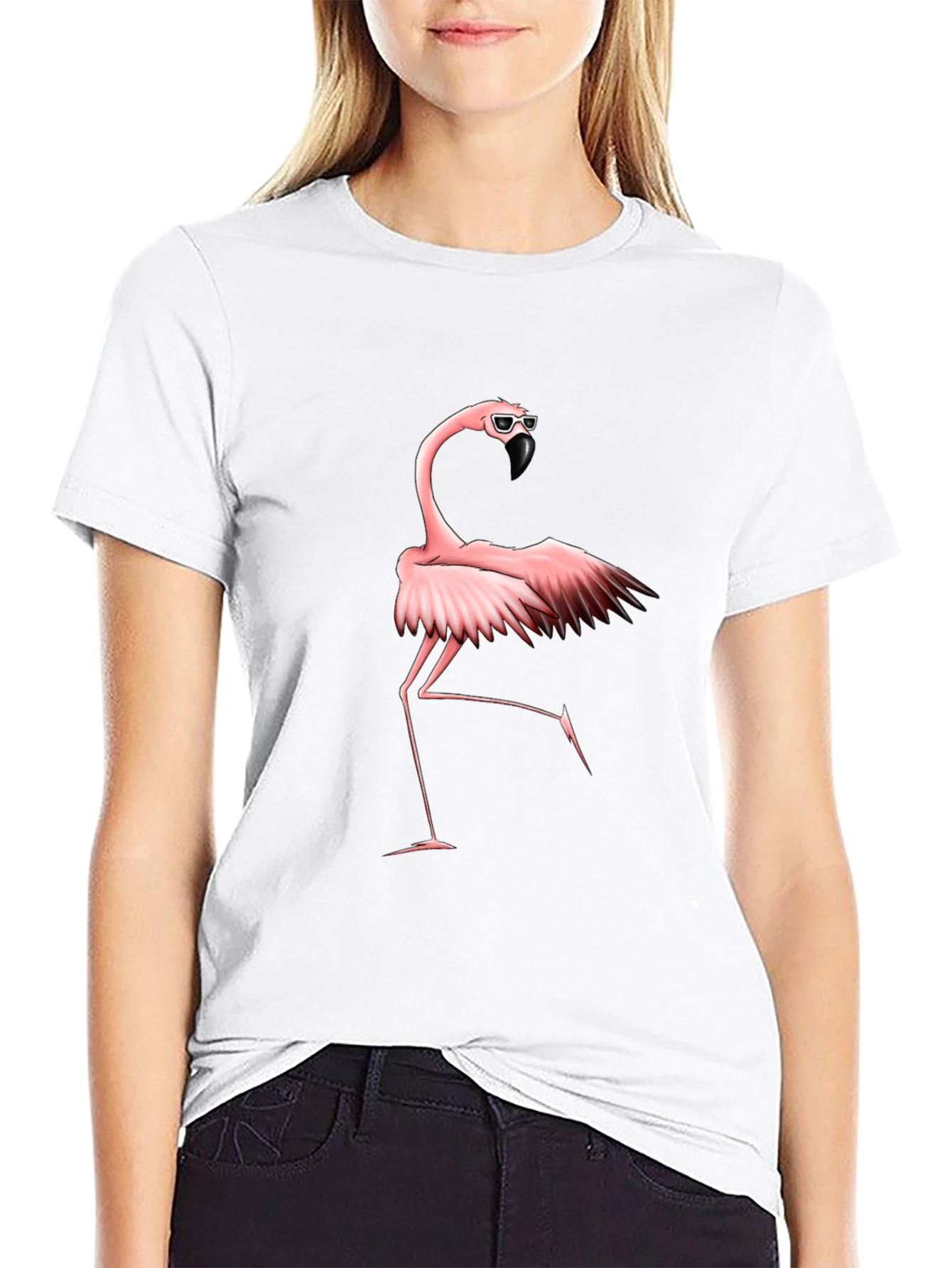Cool Flamingo Graphic Tee - Black