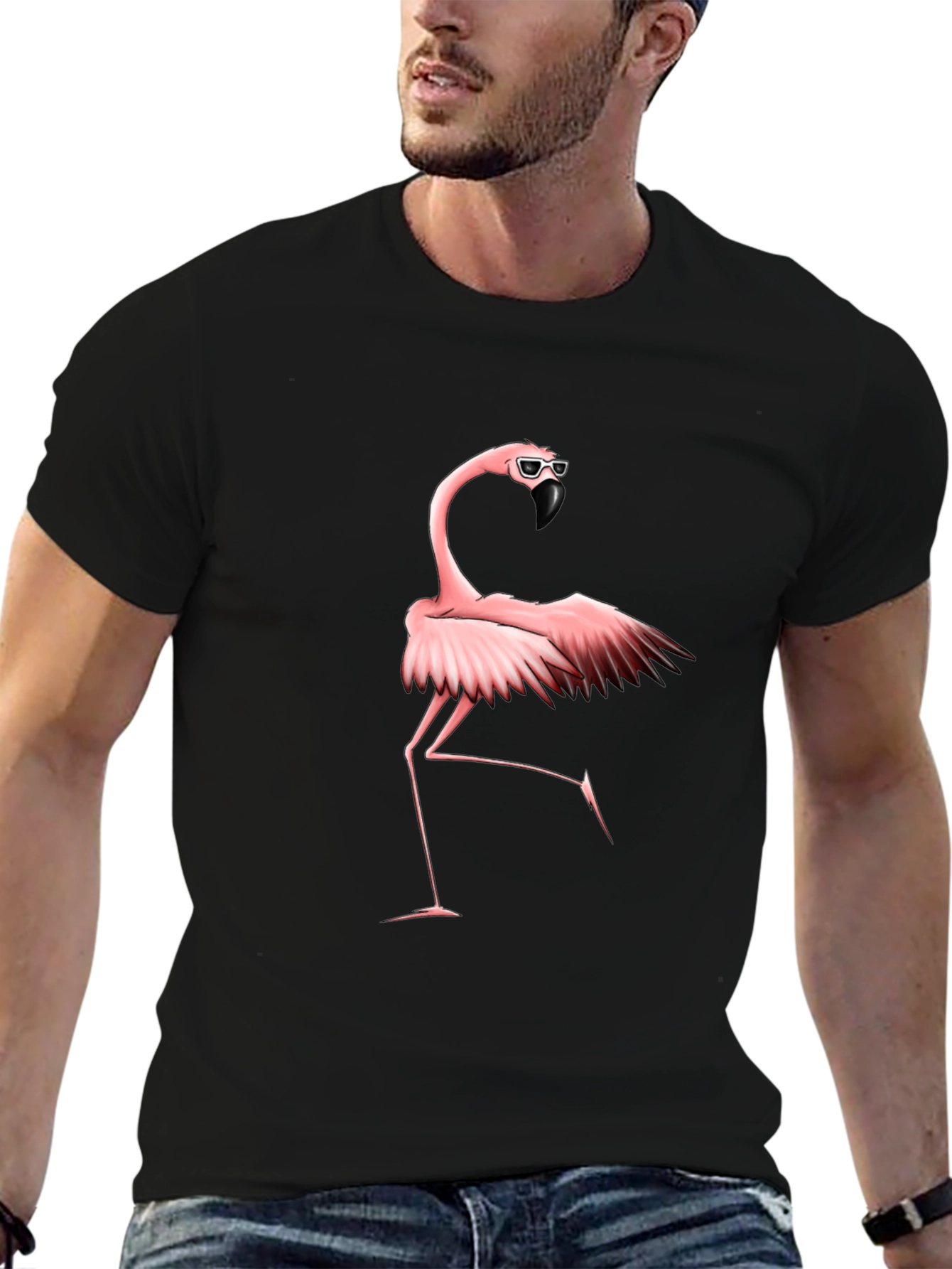 Cool Flamingo Graphic Tee - Black