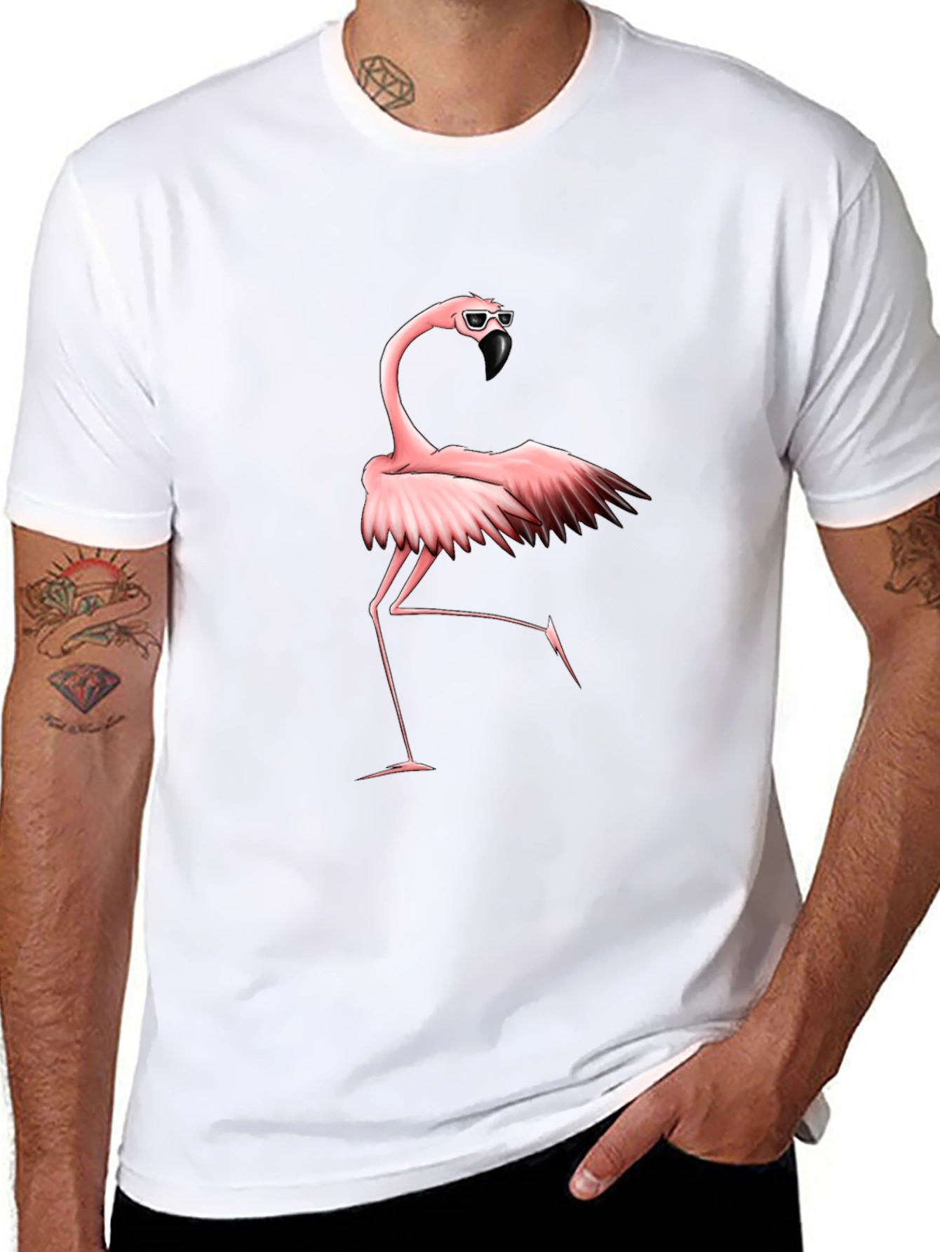 Cool Flamingo Graphic Tee - Black