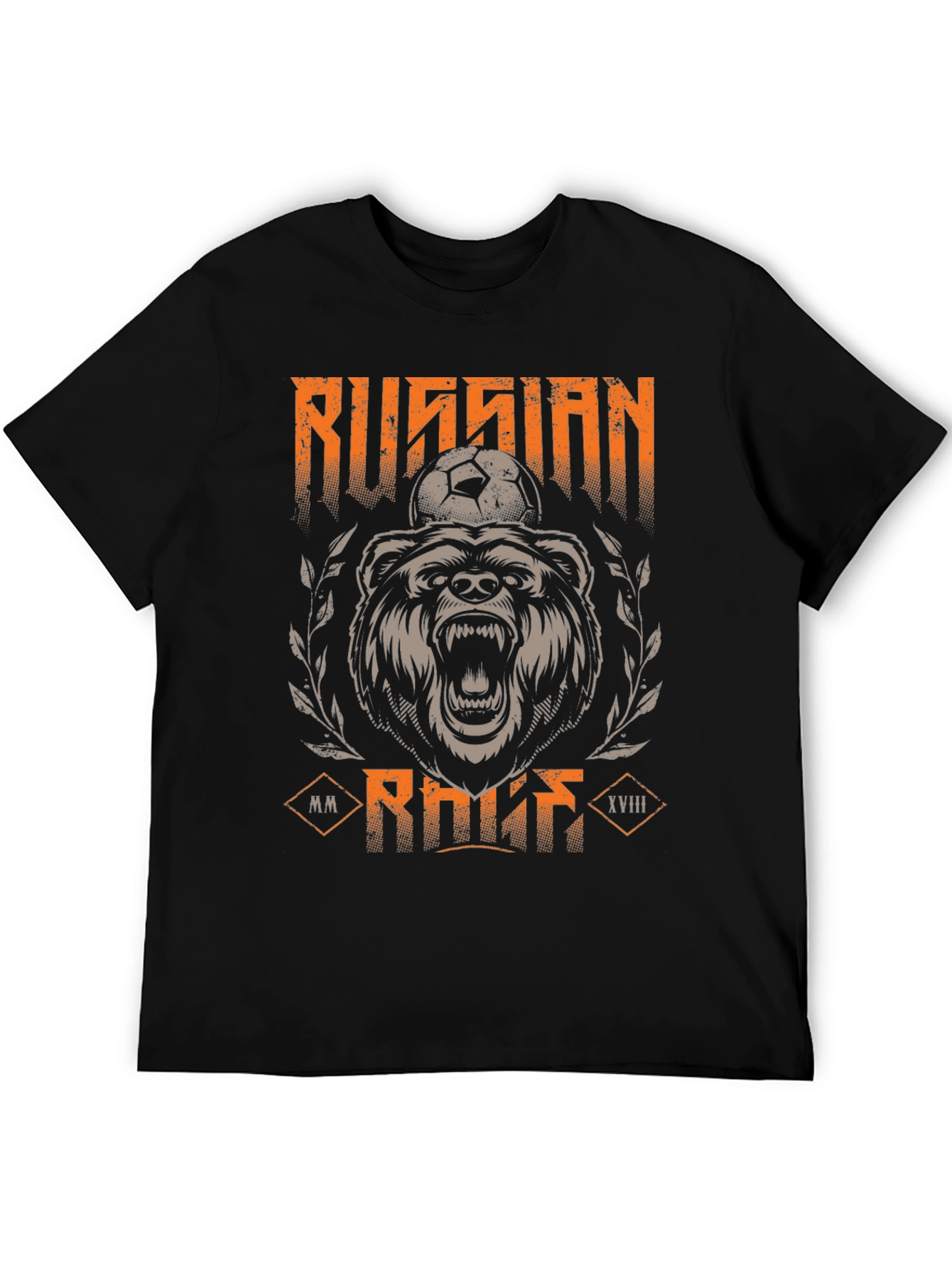 Russian Bear Soccer T-Shirt - Black Graphic Tee