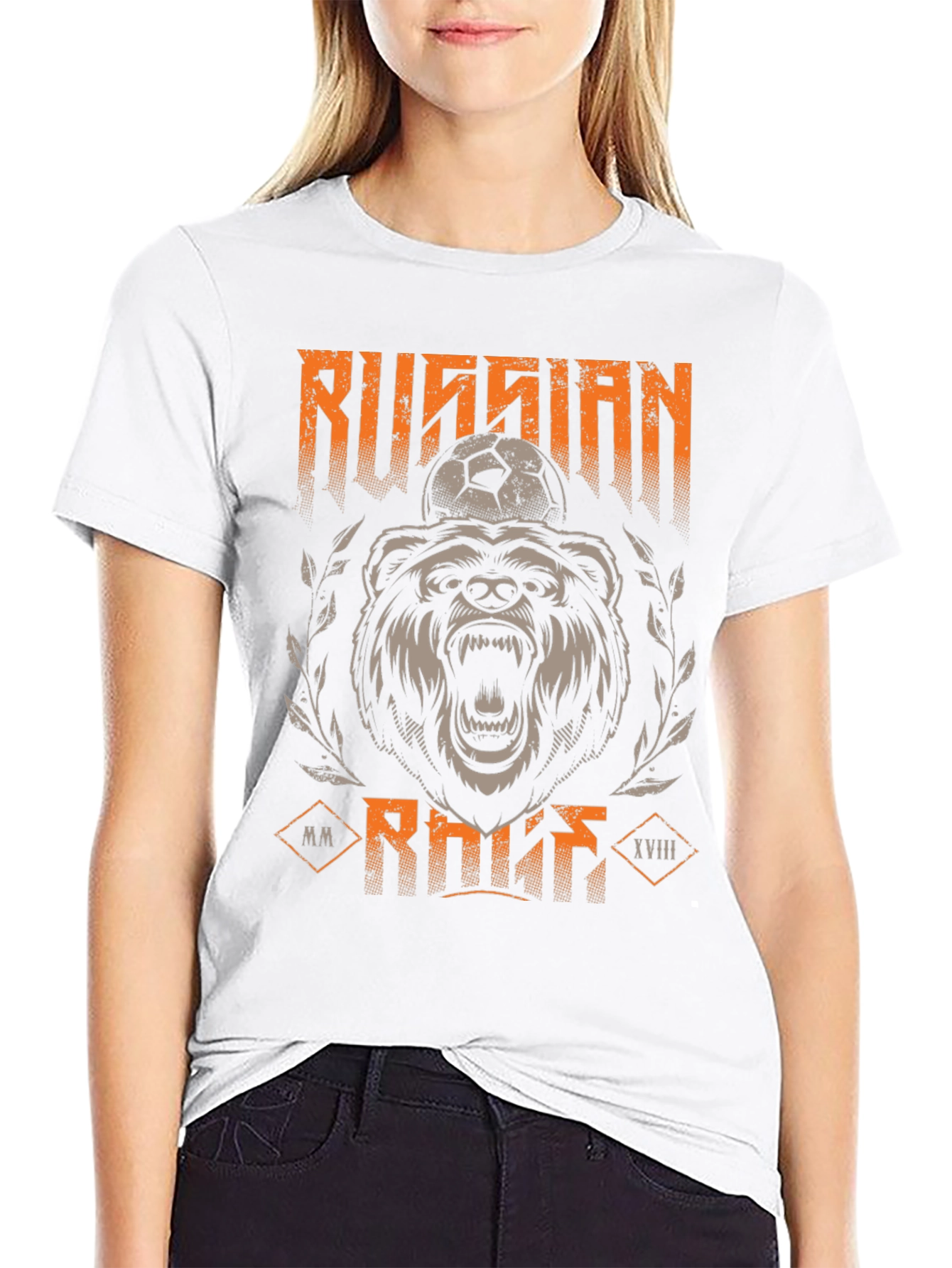Russian Bear Soccer T-Shirt - Black Graphic Tee
