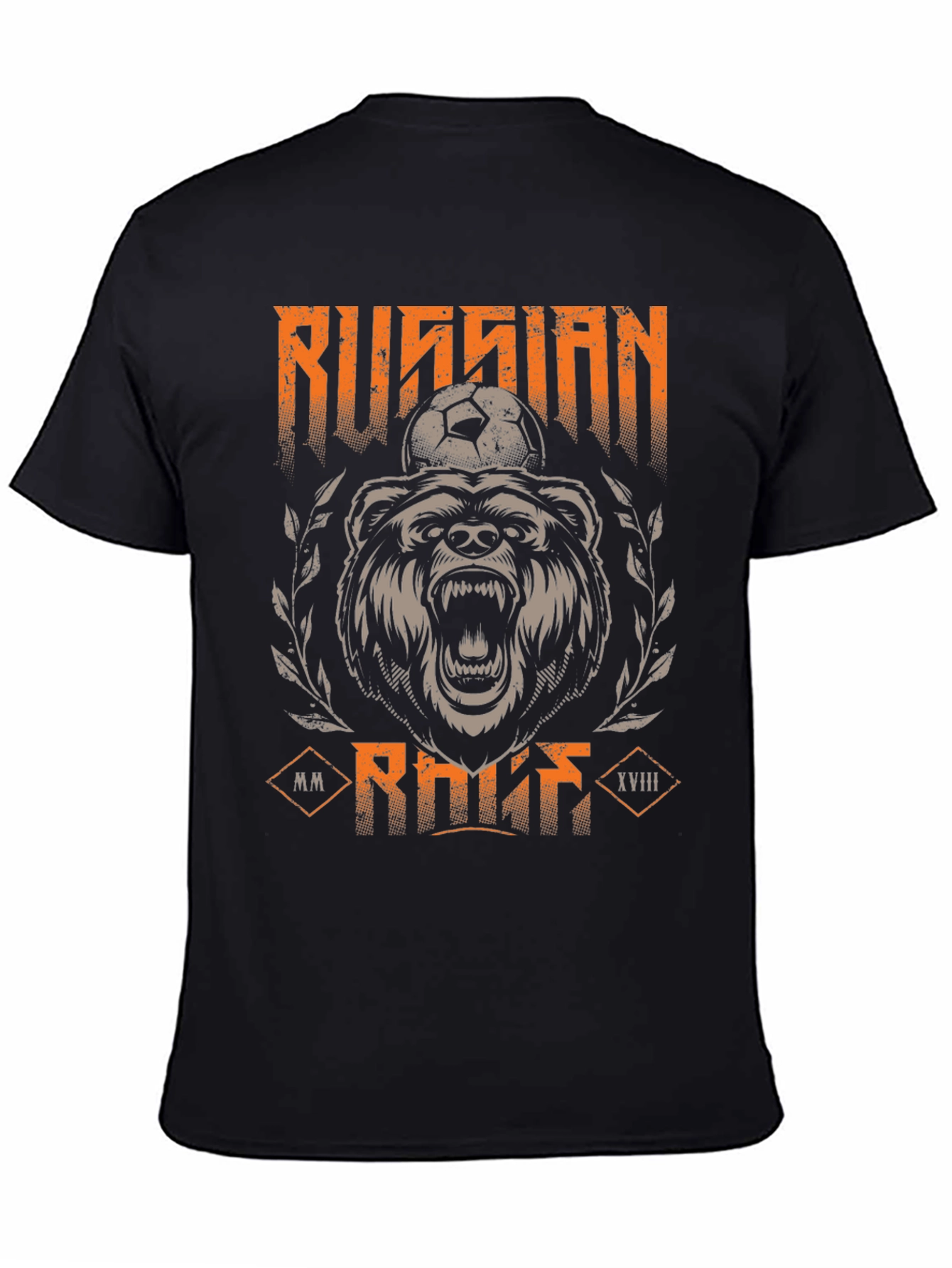 Russian Bear Soccer T-Shirt - Black Graphic Tee