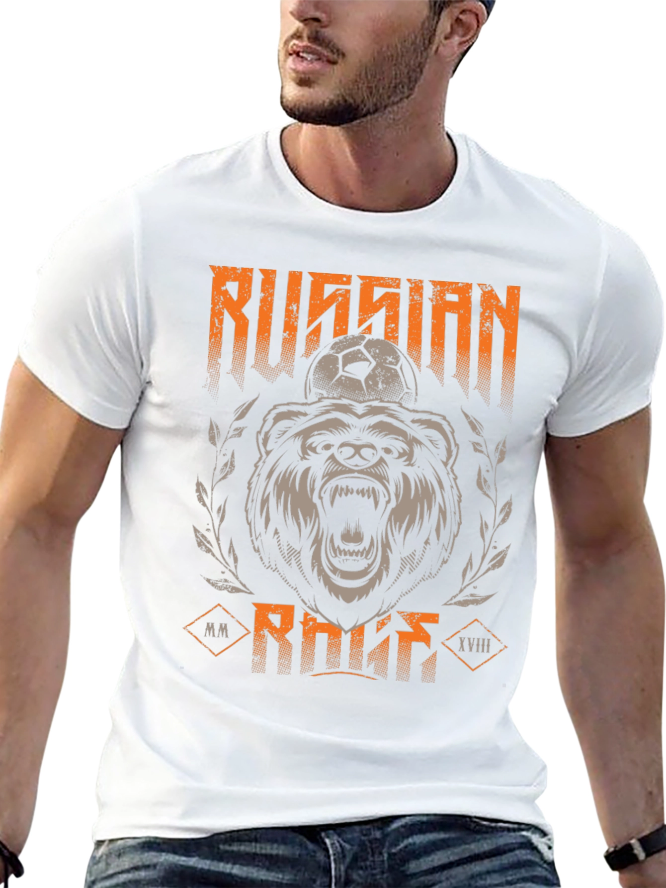Russian Bear Soccer T-Shirt - Black Graphic Tee