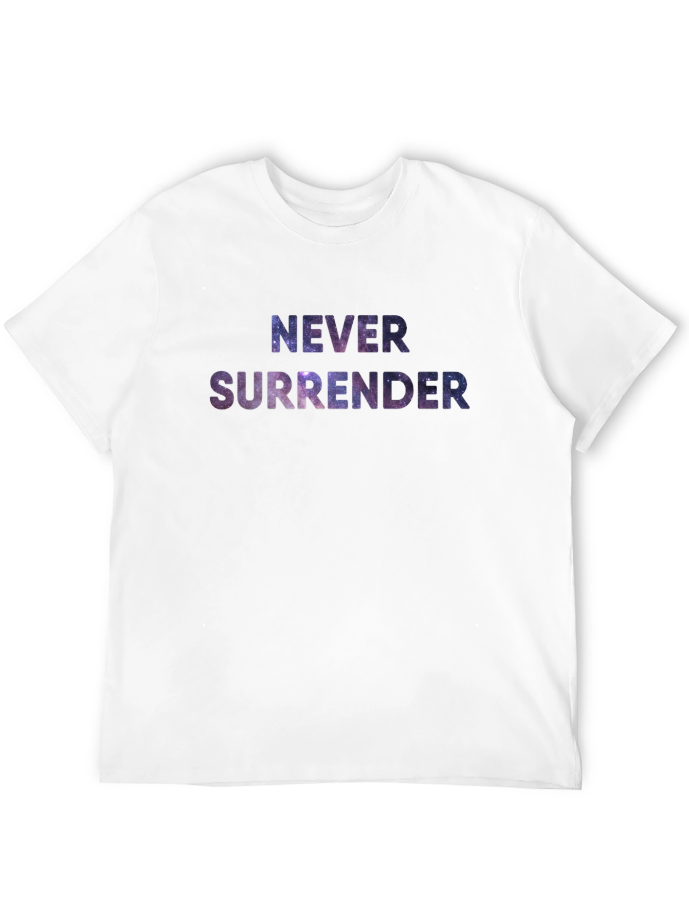 Never Surrender Galaxy Print Black T-Shirt