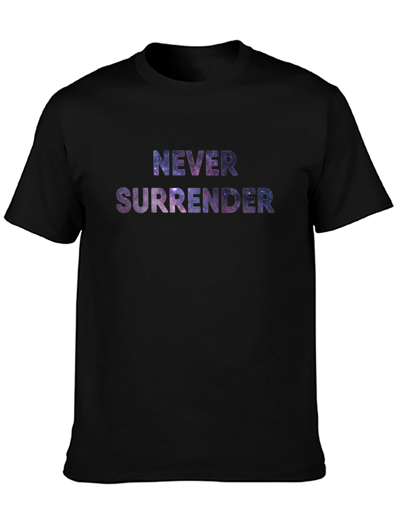 Never Surrender Galaxy Print Black T-Shirt