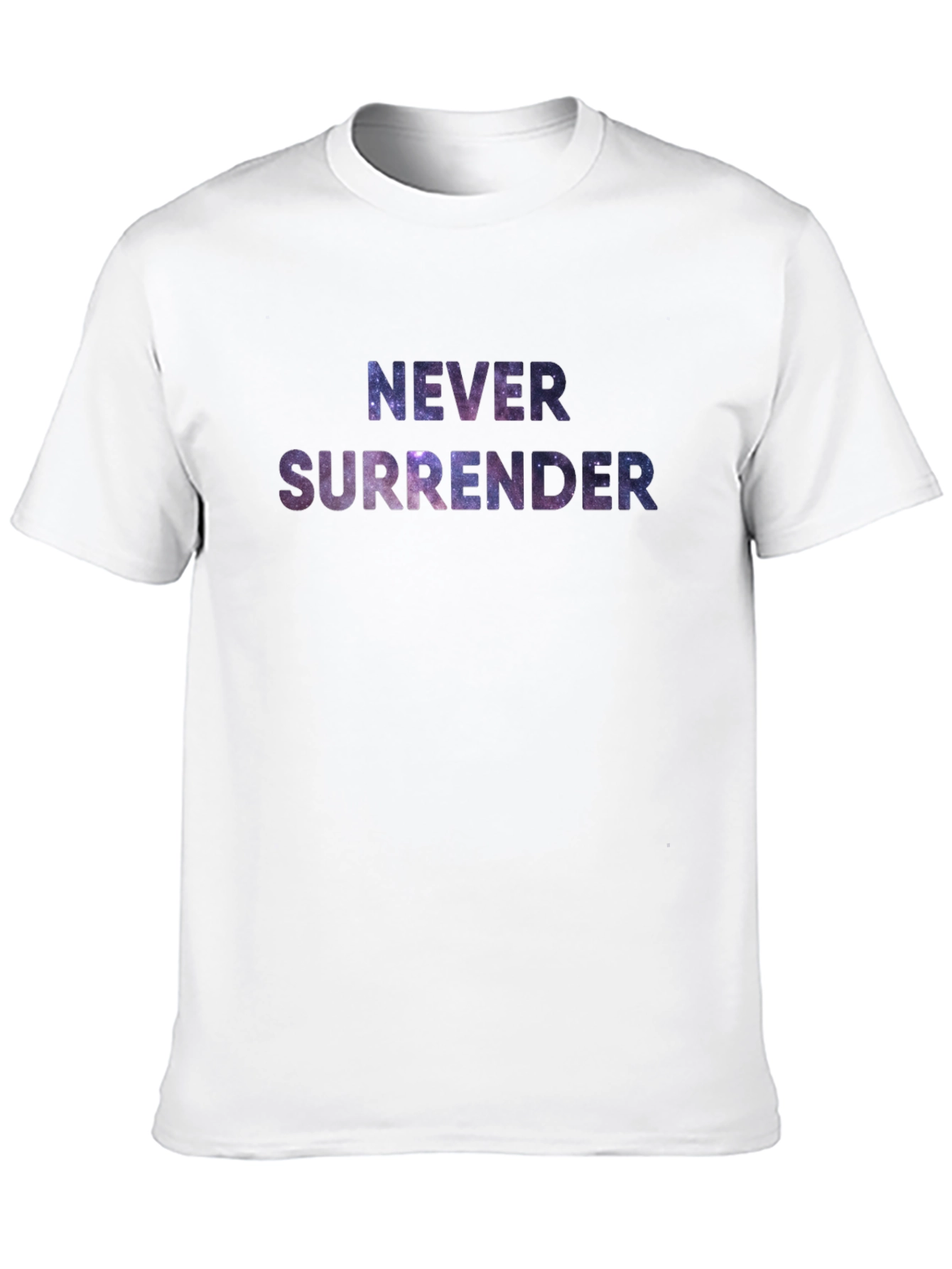 Never Surrender Galaxy Print Black T-Shirt