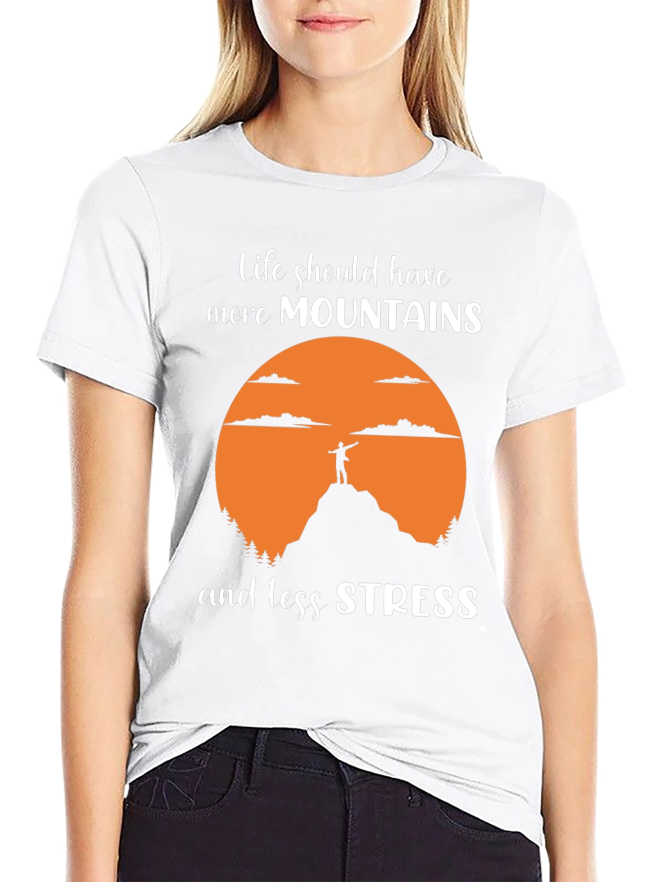 Mountains and Less Stress Graphic Tee