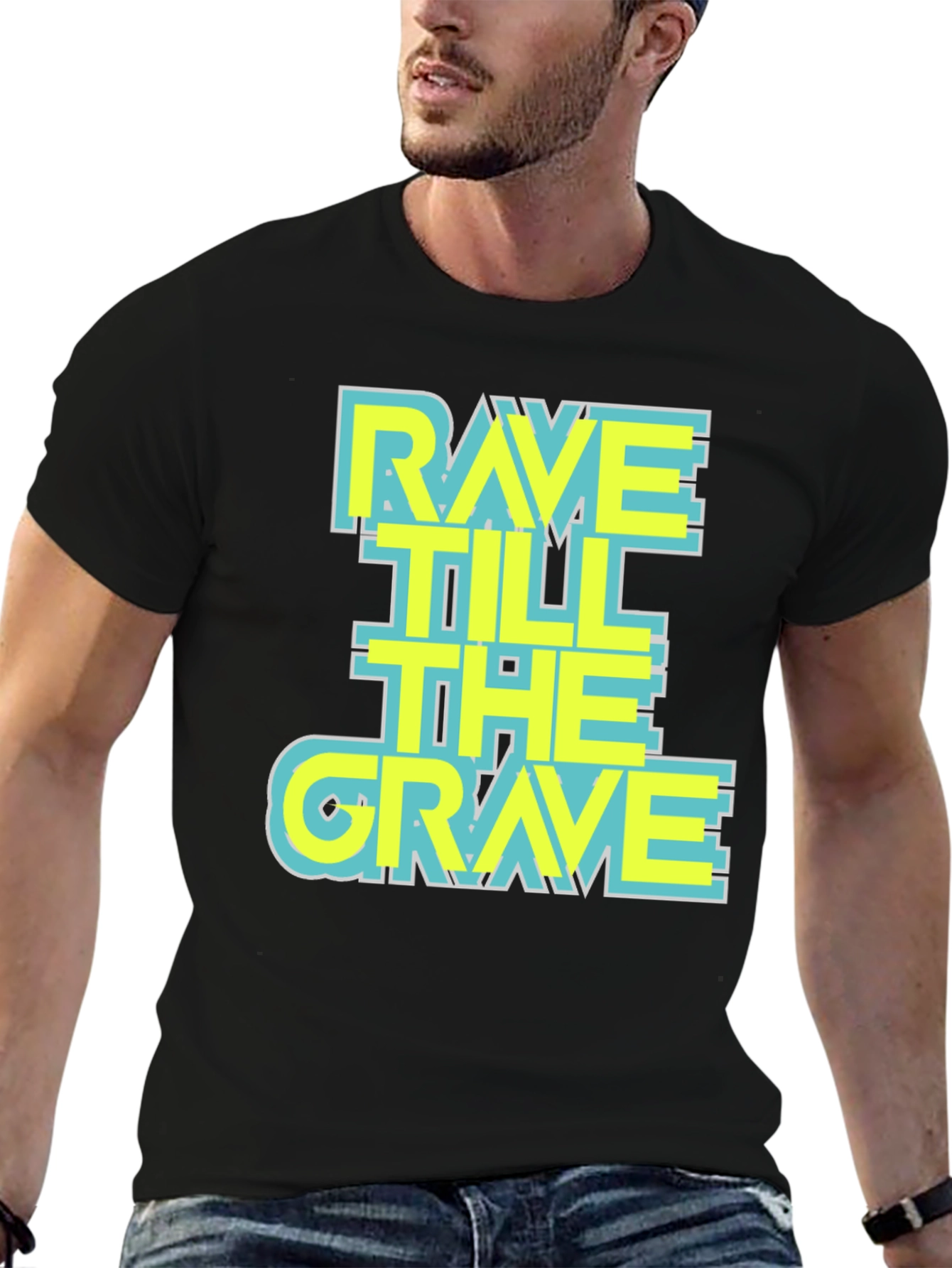 Rave Till the Grave Graphic T-Shirt - Black