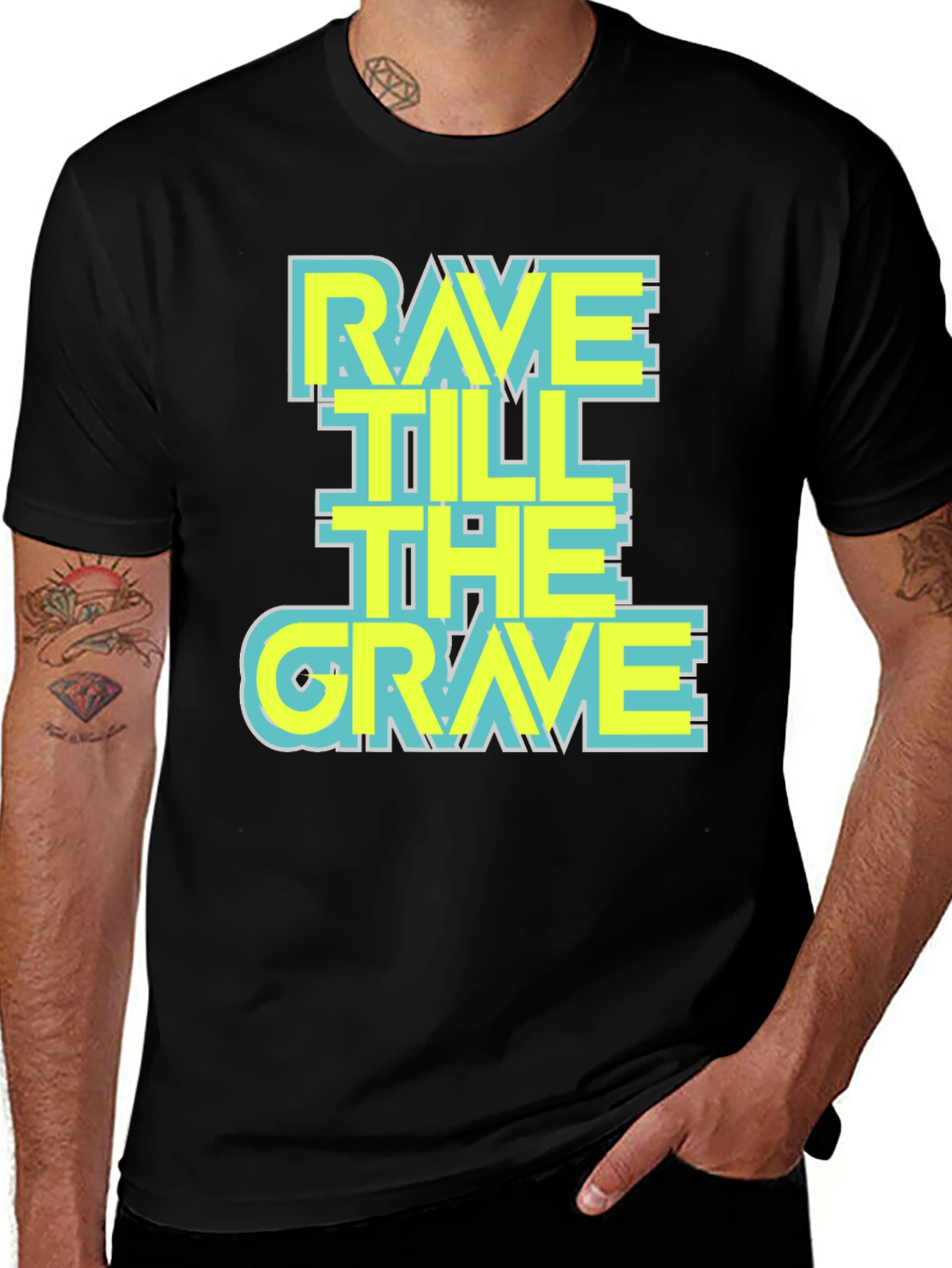Rave Till the Grave Graphic T-Shirt - Black