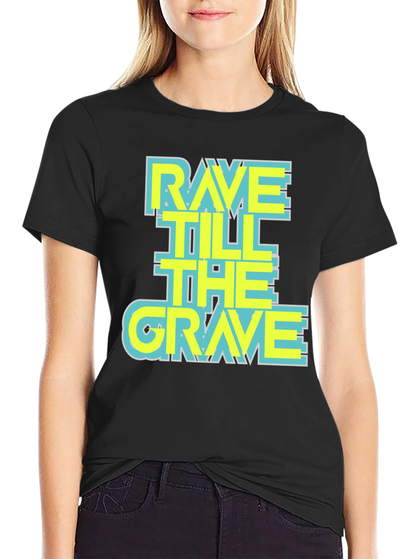Rave Till the Grave Graphic T-Shirt - Black