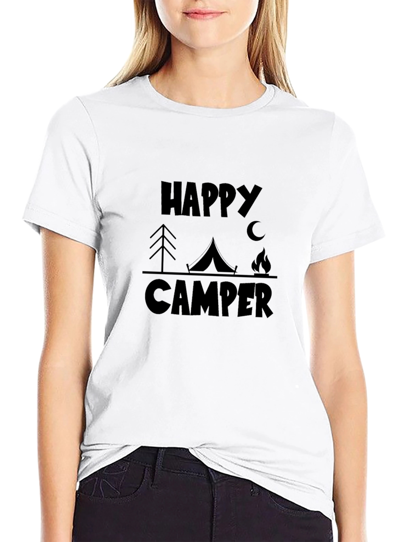Happy Camper Graphic T-Shirt - Black