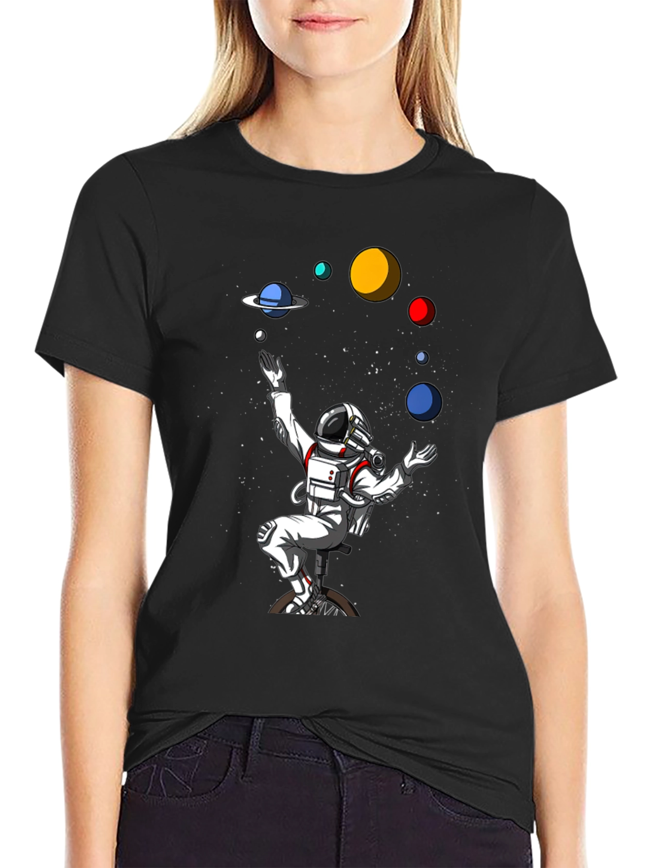 Astronaut Juggling Planets Graphic Tee