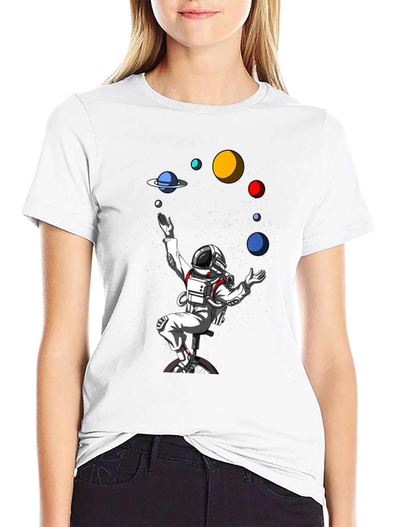 Astronaut Juggling Planets Graphic Tee