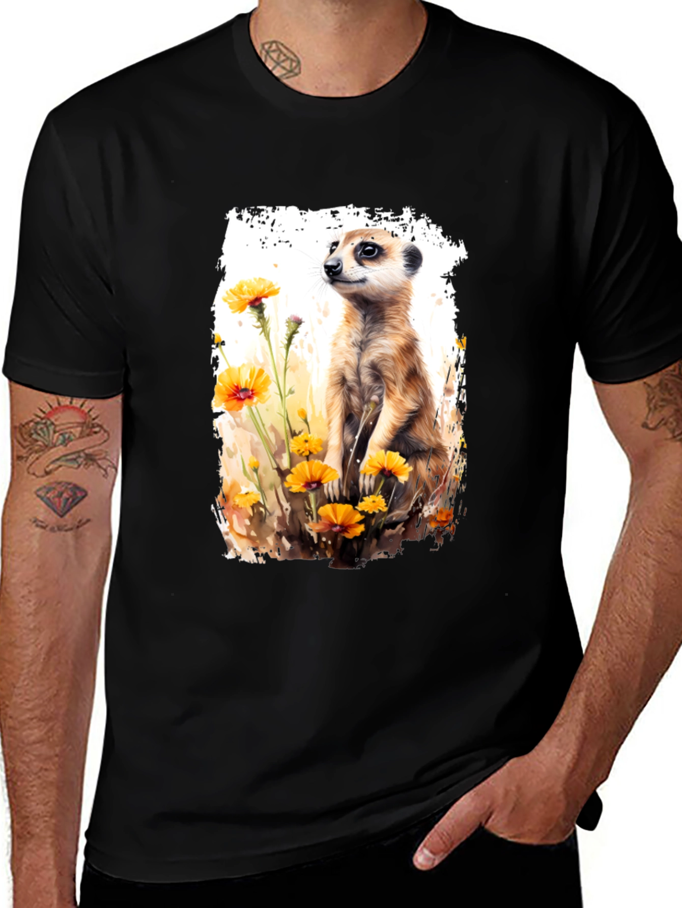 Meerkat in Flowers Graphic Tee - Unisex