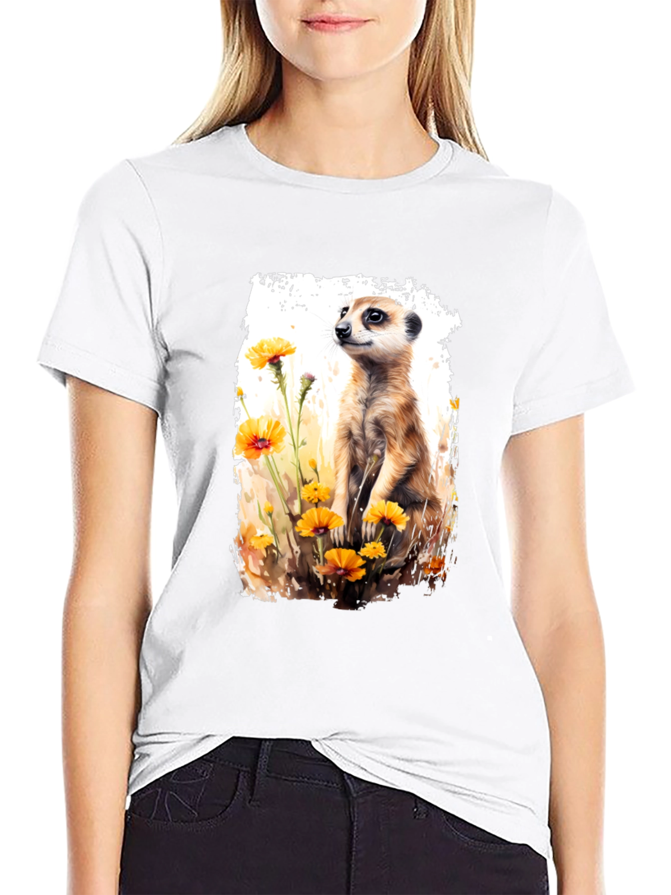 Meerkat in Flowers Graphic Tee - Unisex