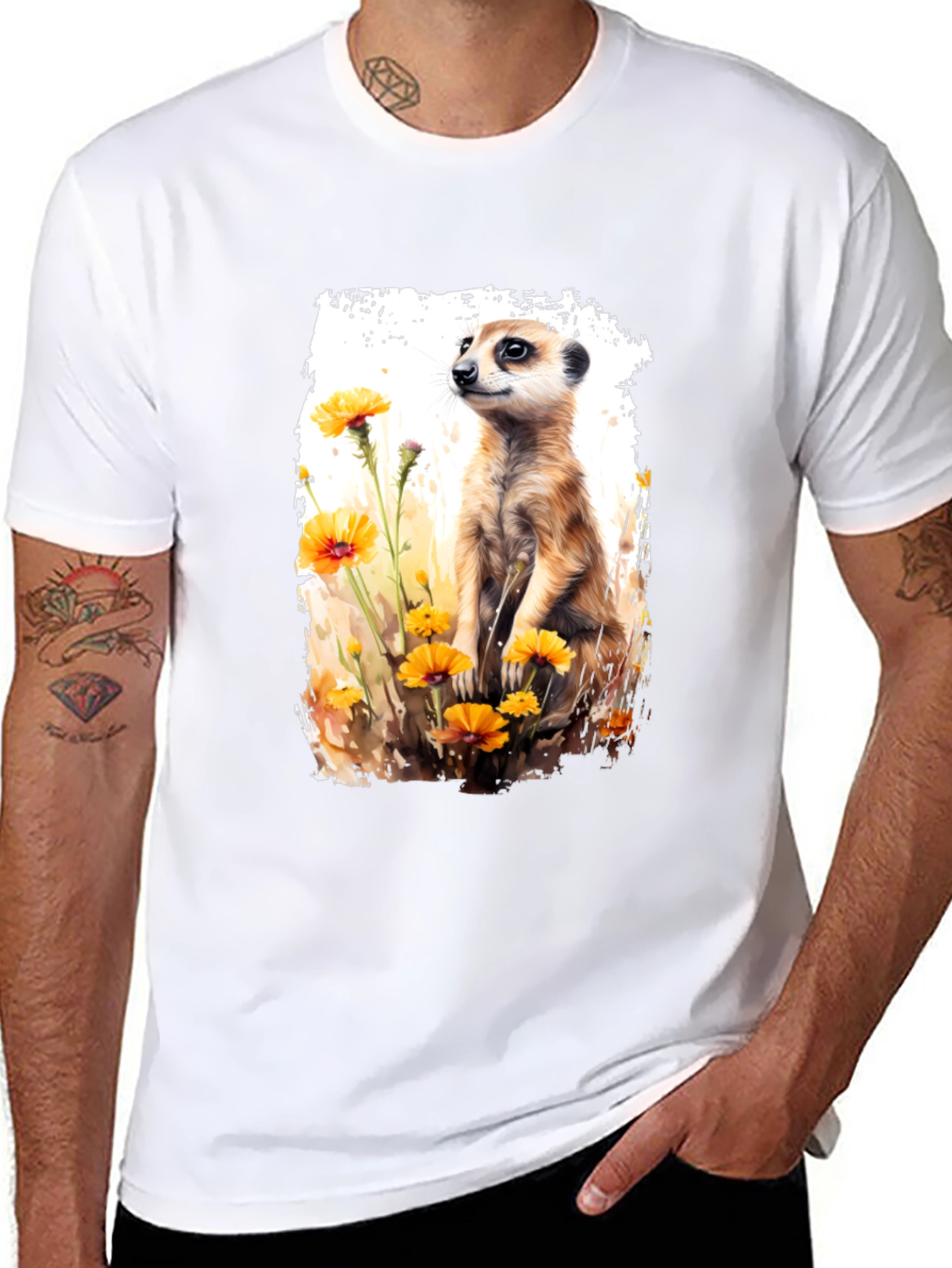 Meerkat in Flowers Graphic Tee - Unisex