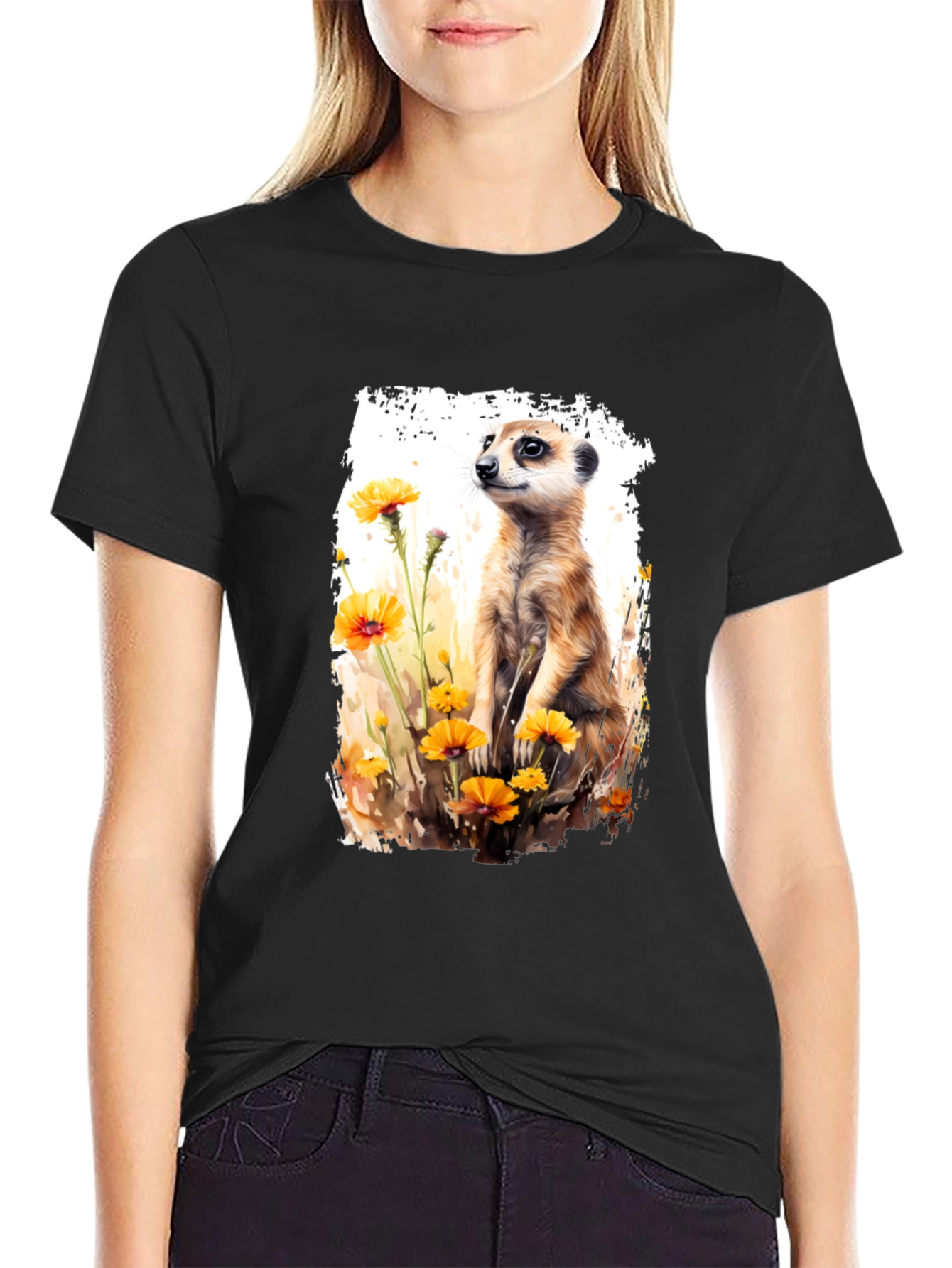 Meerkat in Flowers Graphic Tee - Unisex