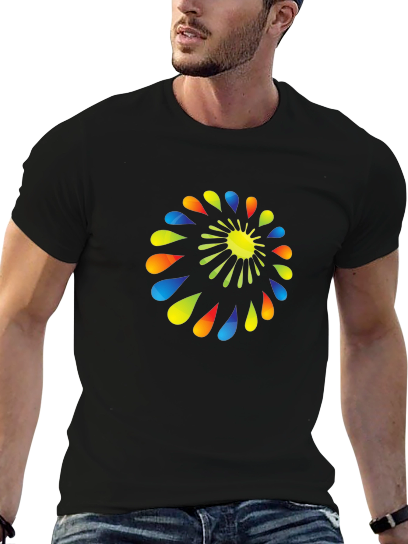 Abstract Spiral Graphic Black T-Shirt
