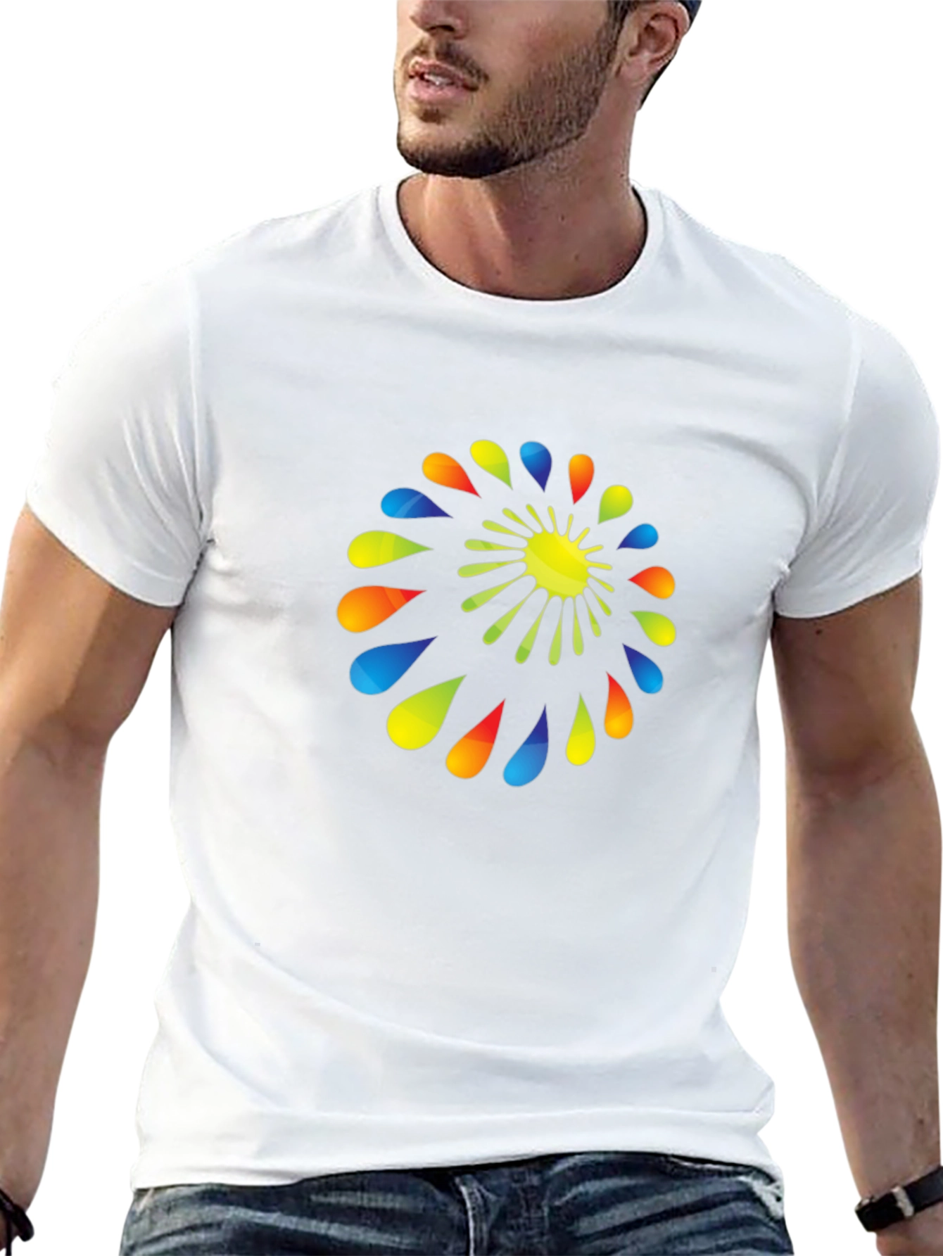 Abstract Spiral Graphic Black T-Shirt