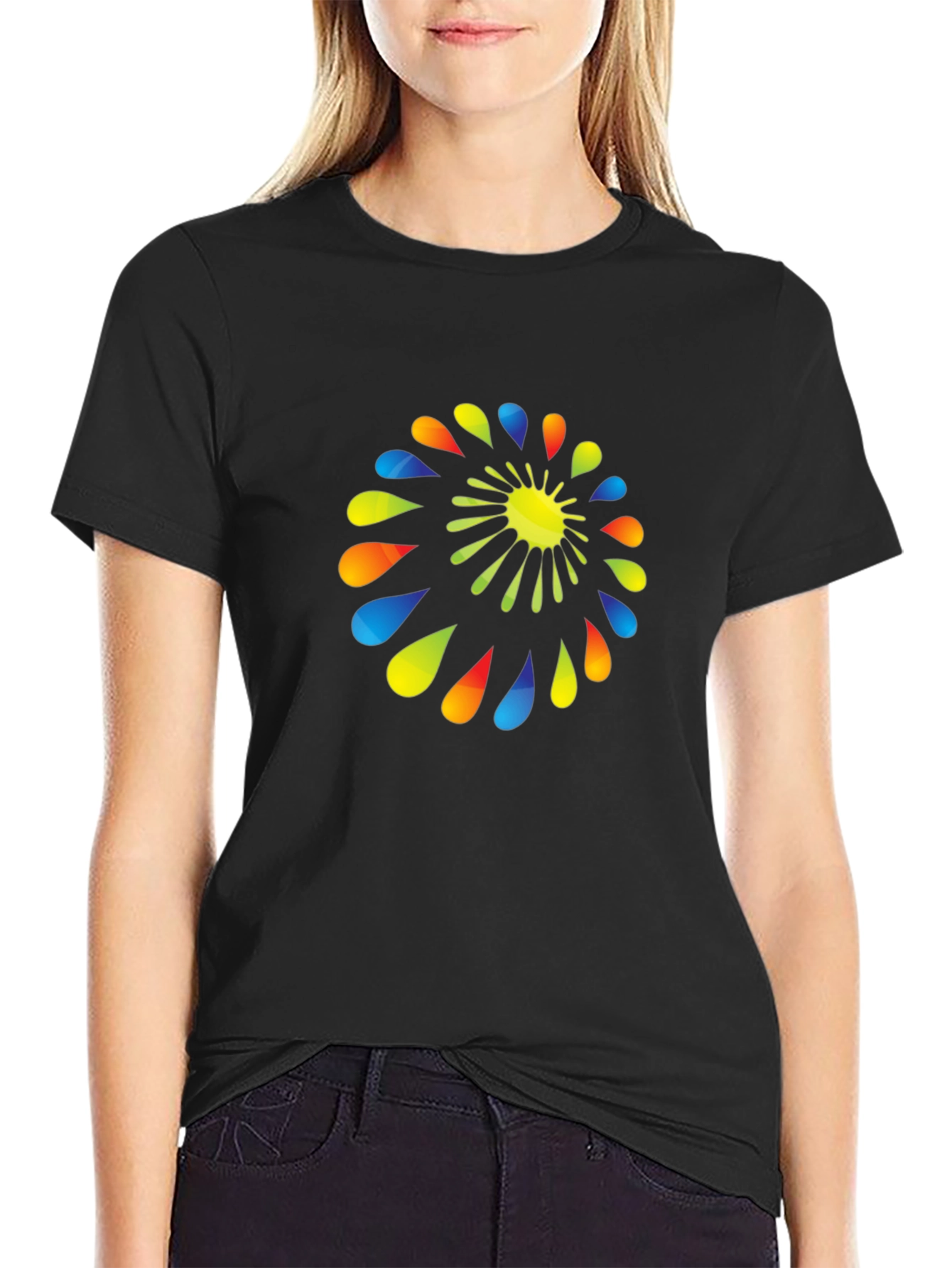 Abstract Spiral Graphic Black T-Shirt