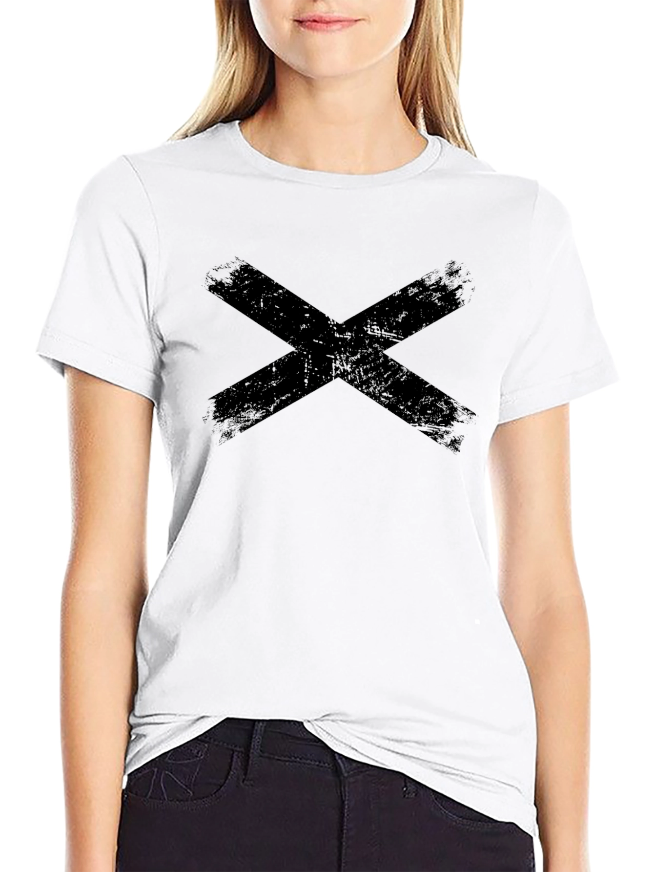 Distressed X Graphic Black T-Shirt