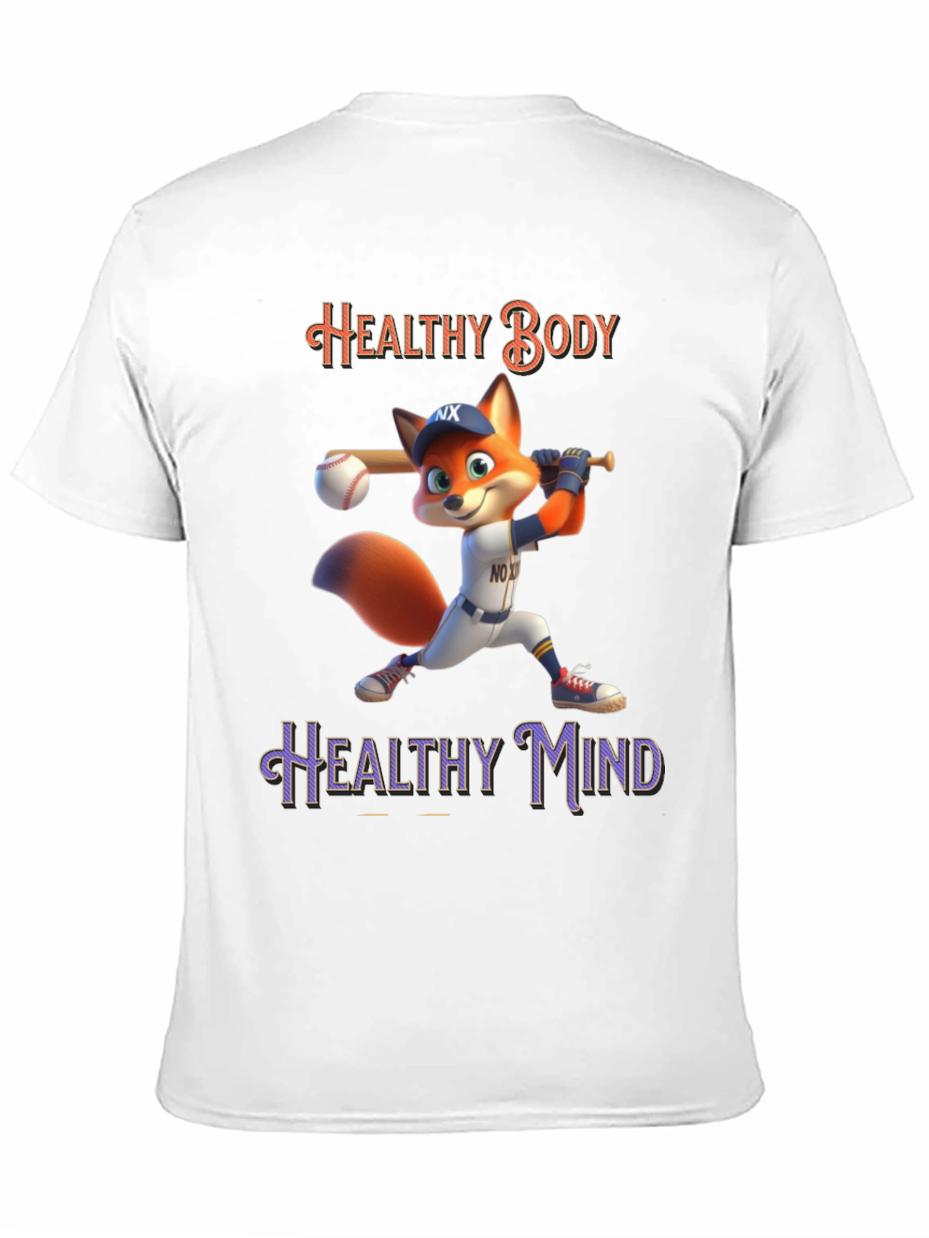 Healthy Body Healthy Mind Fox Baseball T-Shirt