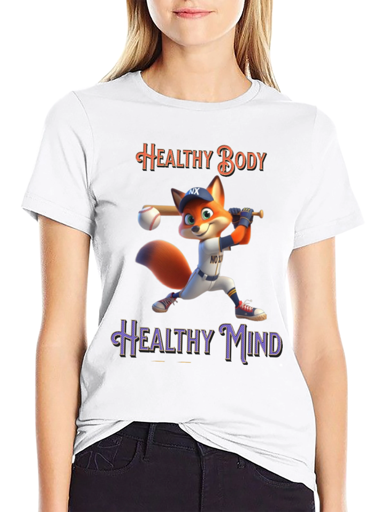 Healthy Body Healthy Mind Fox Baseball T-Shirt