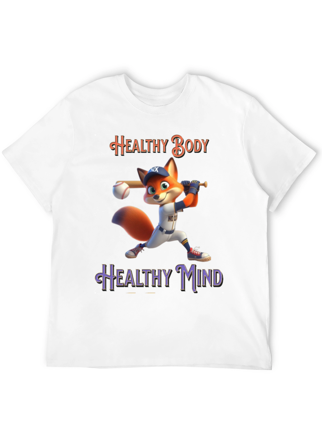 Healthy Body Healthy Mind Fox Baseball T-Shirt