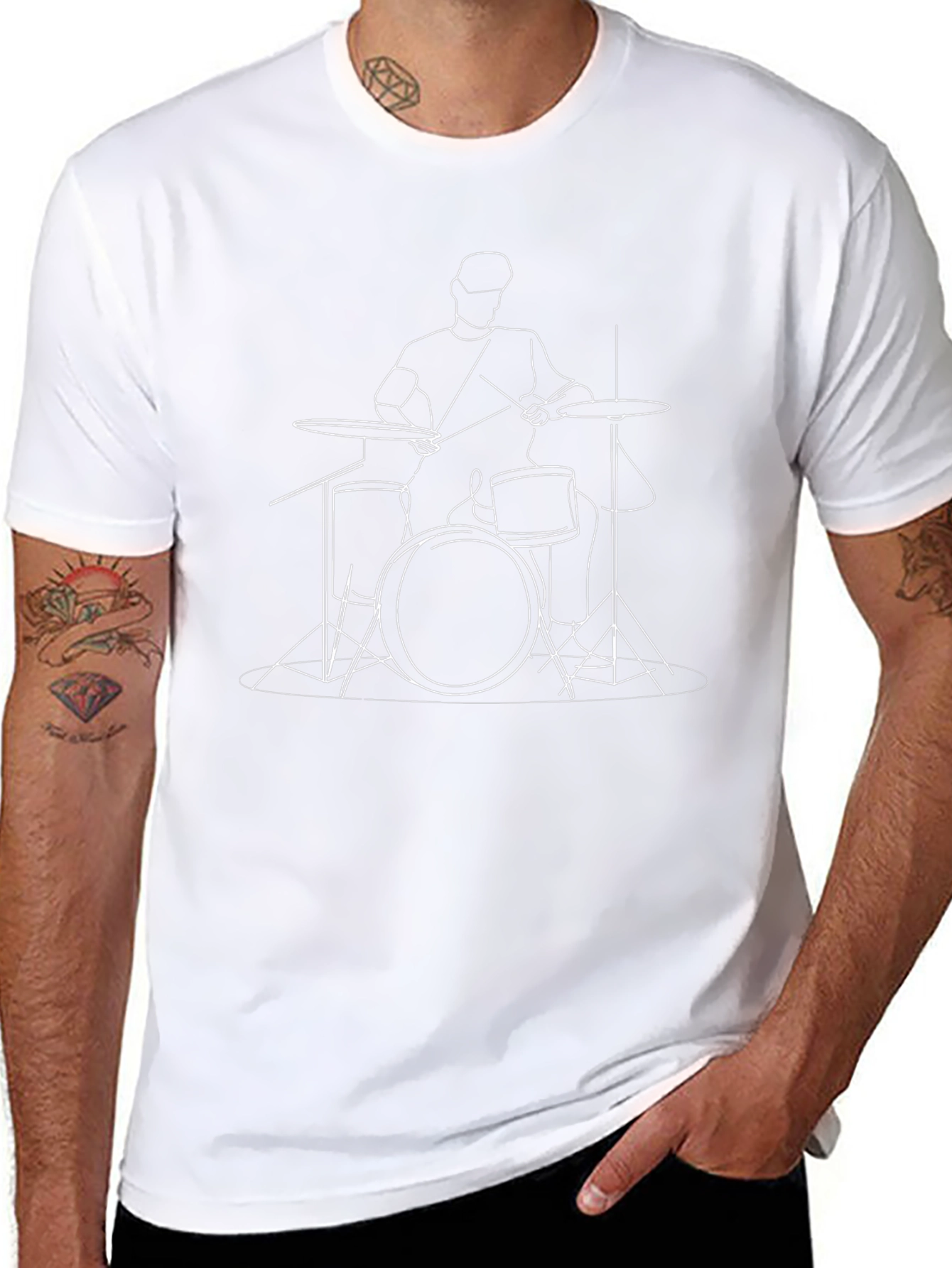 Drummer Line Art T-Shirt