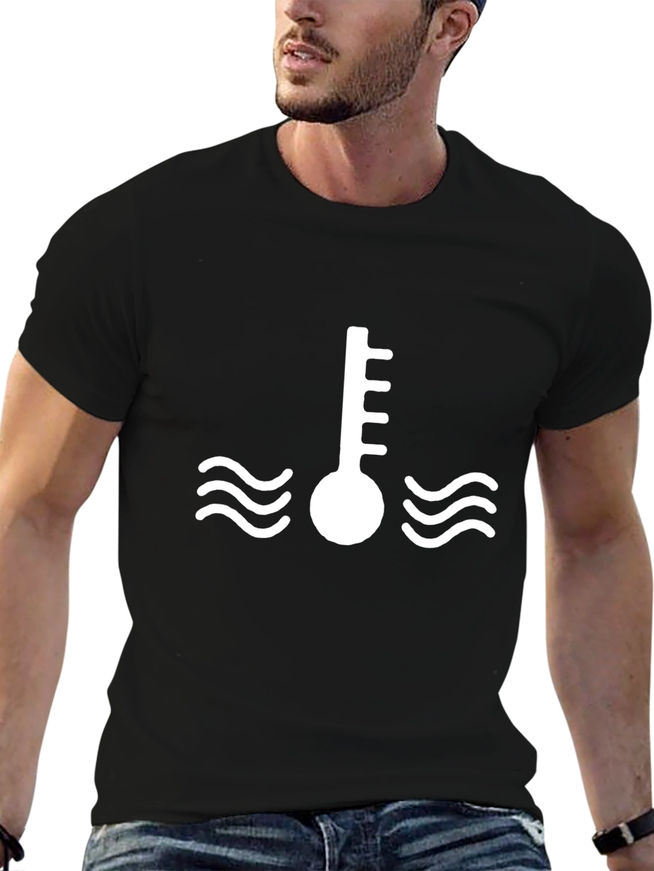 Temperature Gauge Graphic Tee - Black Cotton Shirt